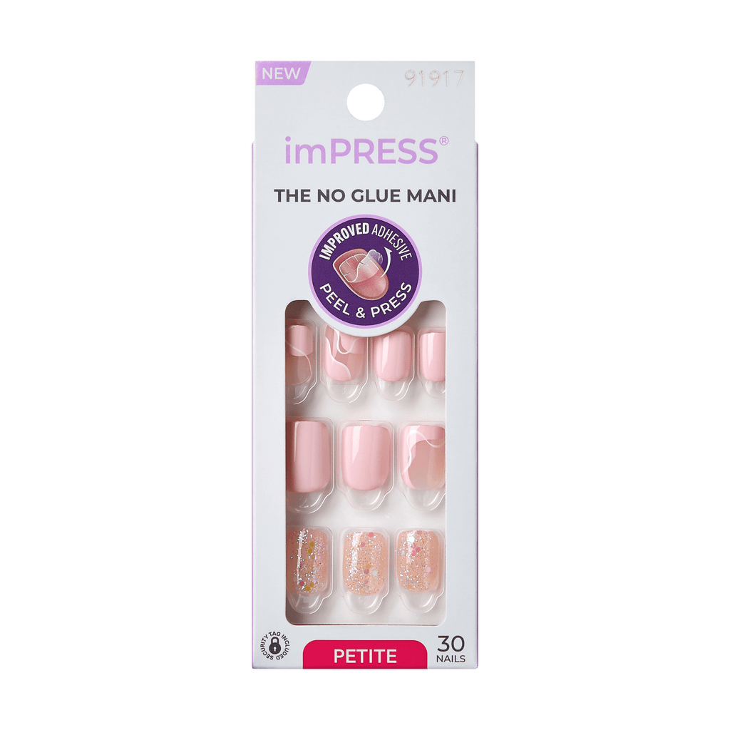 Impress Design No Glue Fake Press On Nails - This Feeling | Design, Pink, Petite, Squoval, Manicure