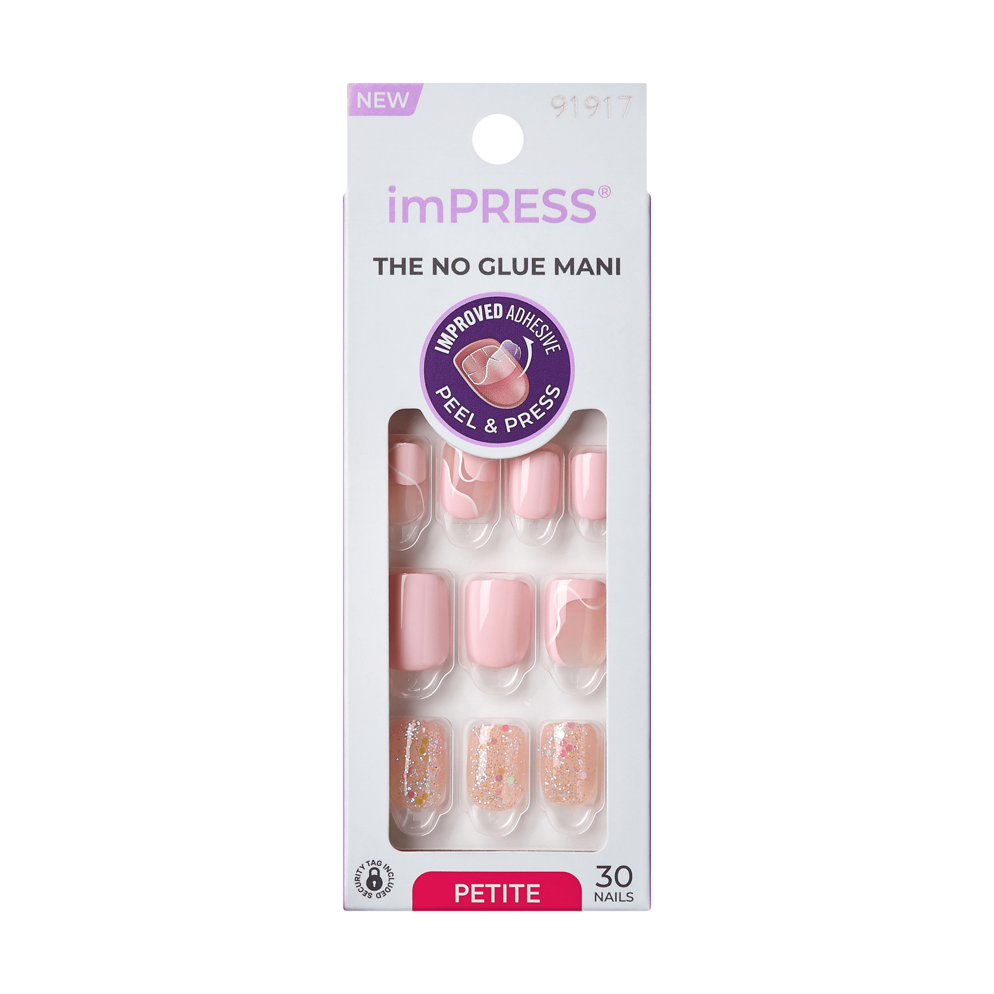 Impress Design No Glue Fake Press On Nails - This Feeling | Design, Pink, Petite, Squoval, Manicure