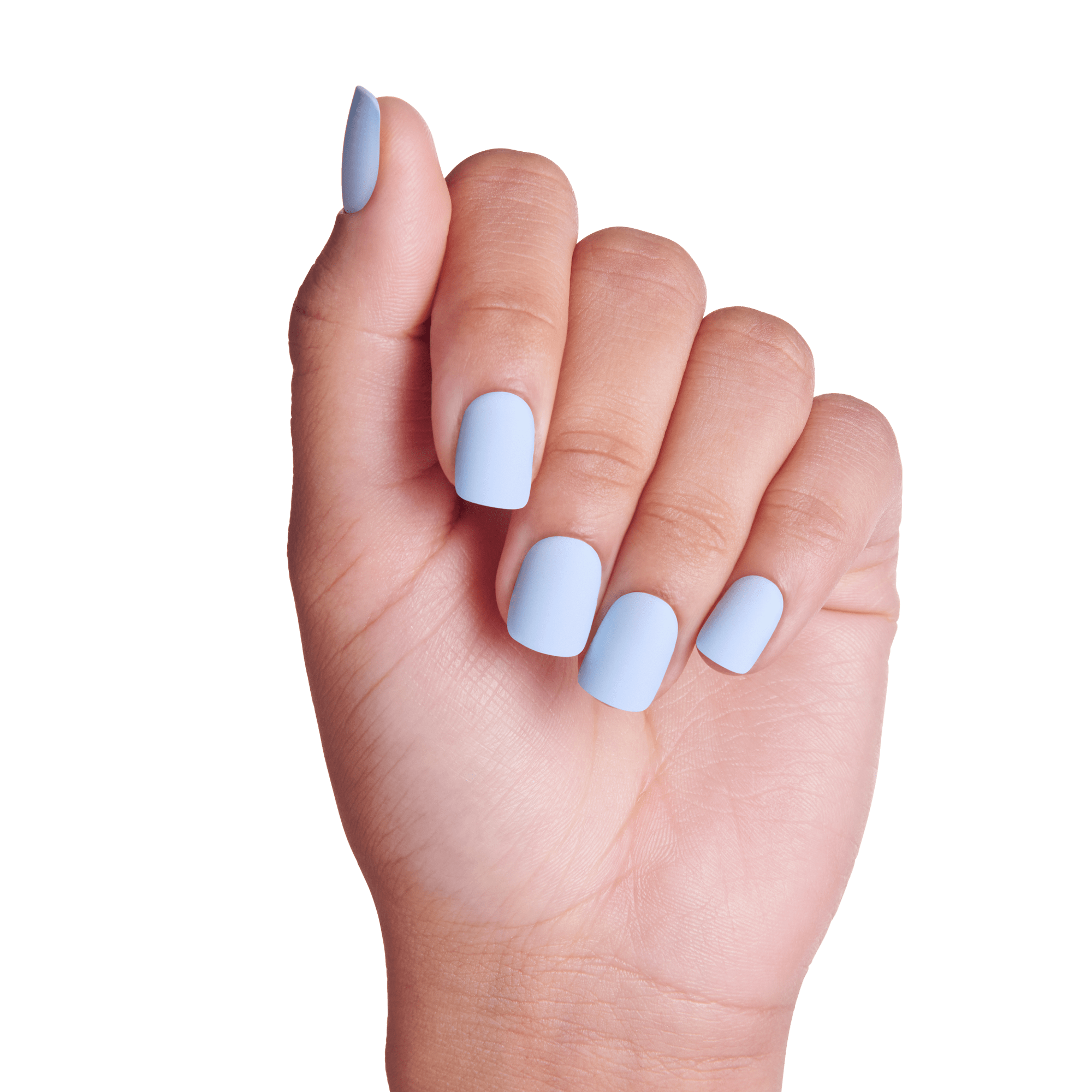 Impress Color No Glue Fake Press On Nails - Blue Sky | Solid, Blue, Short, Squoval, Manicure