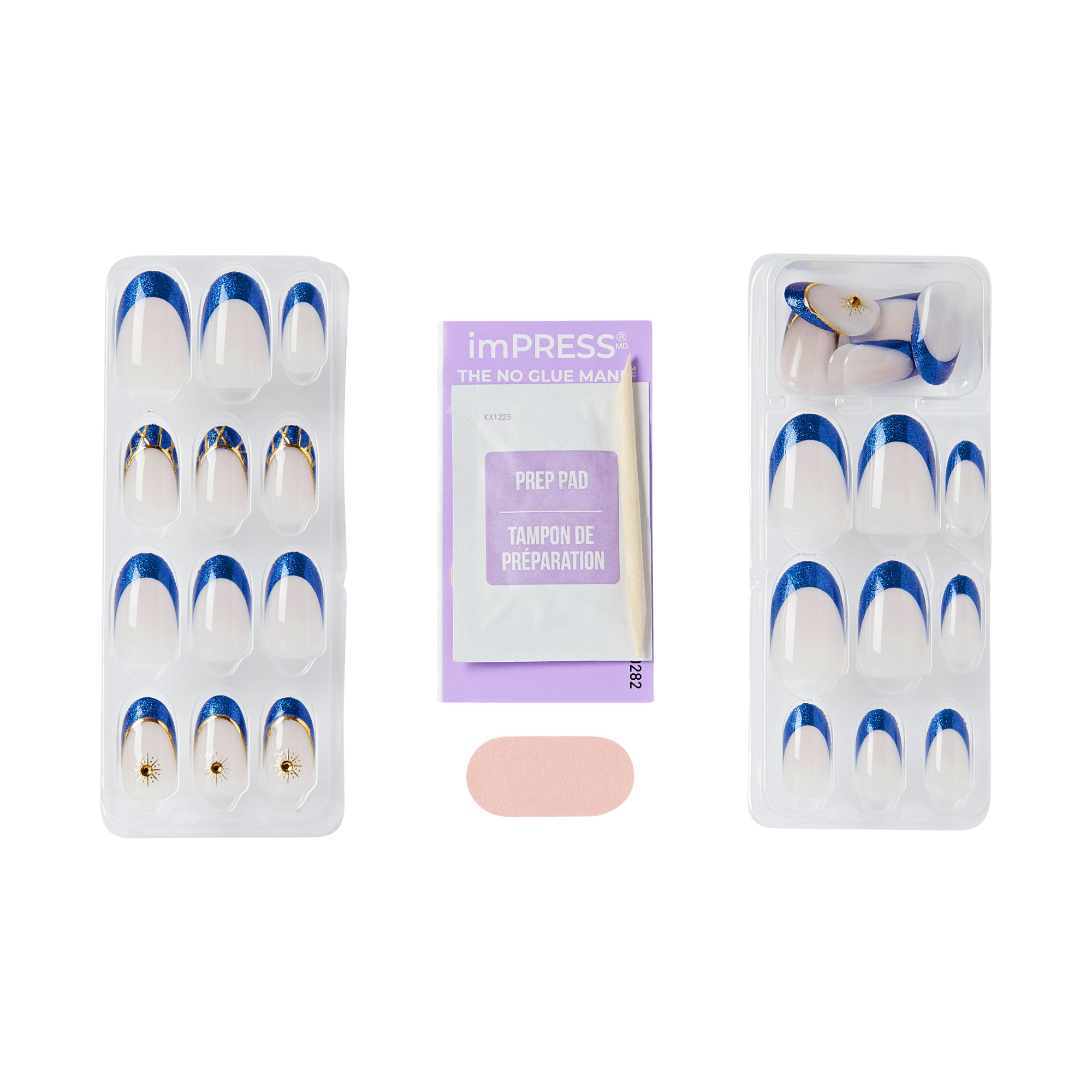 Impress X WICKED: FOR GOOD | Wickedly Brave | 3D & Jewel French Design, Blue, Medium, Oval, Manicure