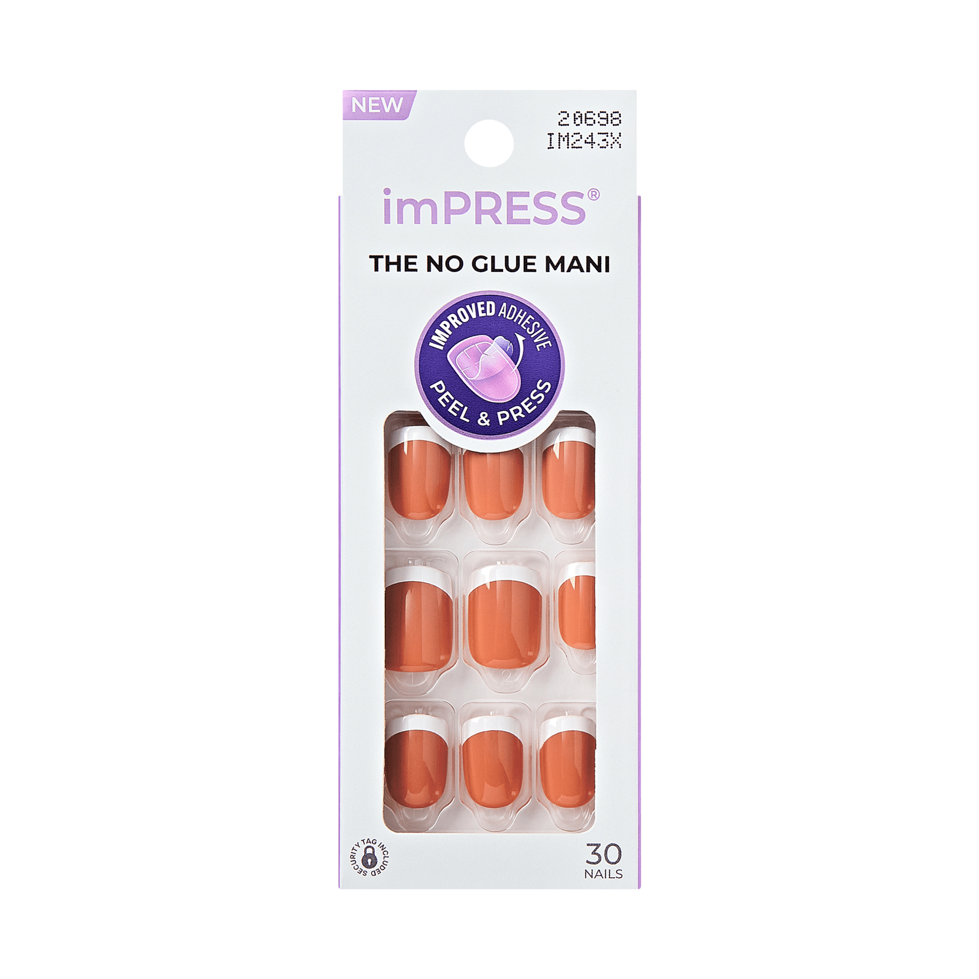 Impress Design No Glue Fake Press On Nails - Chatoyer | French Design, Brown, Short, Squoval, Manicure