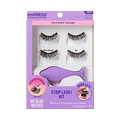 Impress Falsies Pre-Glued Strip False Eyelashes Starter Kit - Faux Mink Volume | 2 Pairs, With Applicator, 12mm