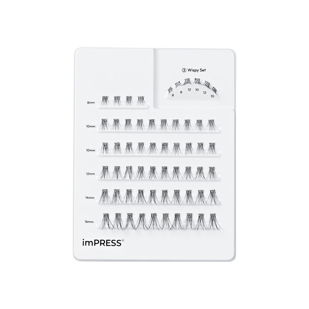 Impress Falsies Pre-Glued Individual False Eyelashes Multipack- Classic Wispy | 60 Lash Clusters, 8mm-16mm