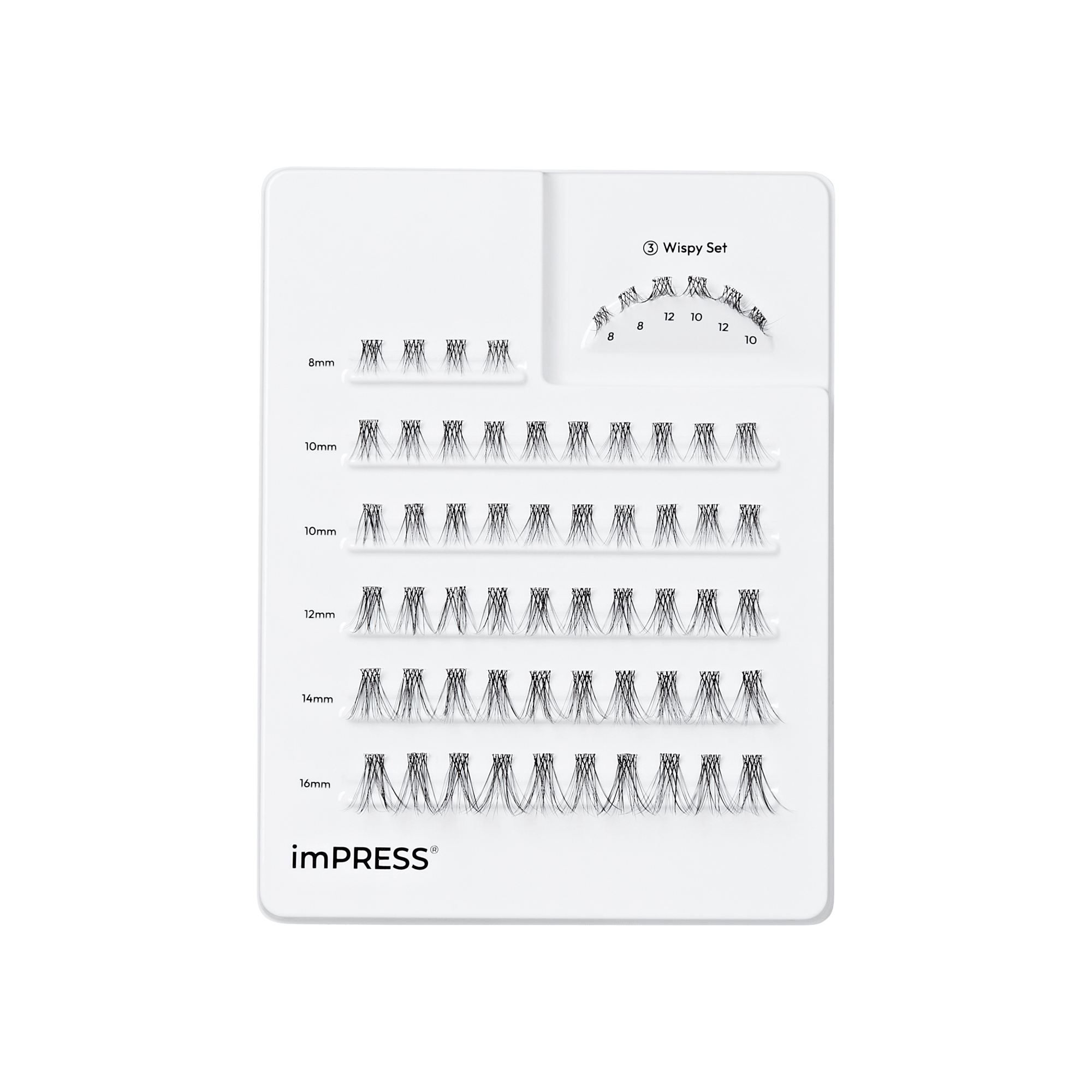 Impress Falsies Pre-Glued Individual False Eyelashes Multipack- Classic Wispy | 60 Lash Clusters, 8mm-16mm