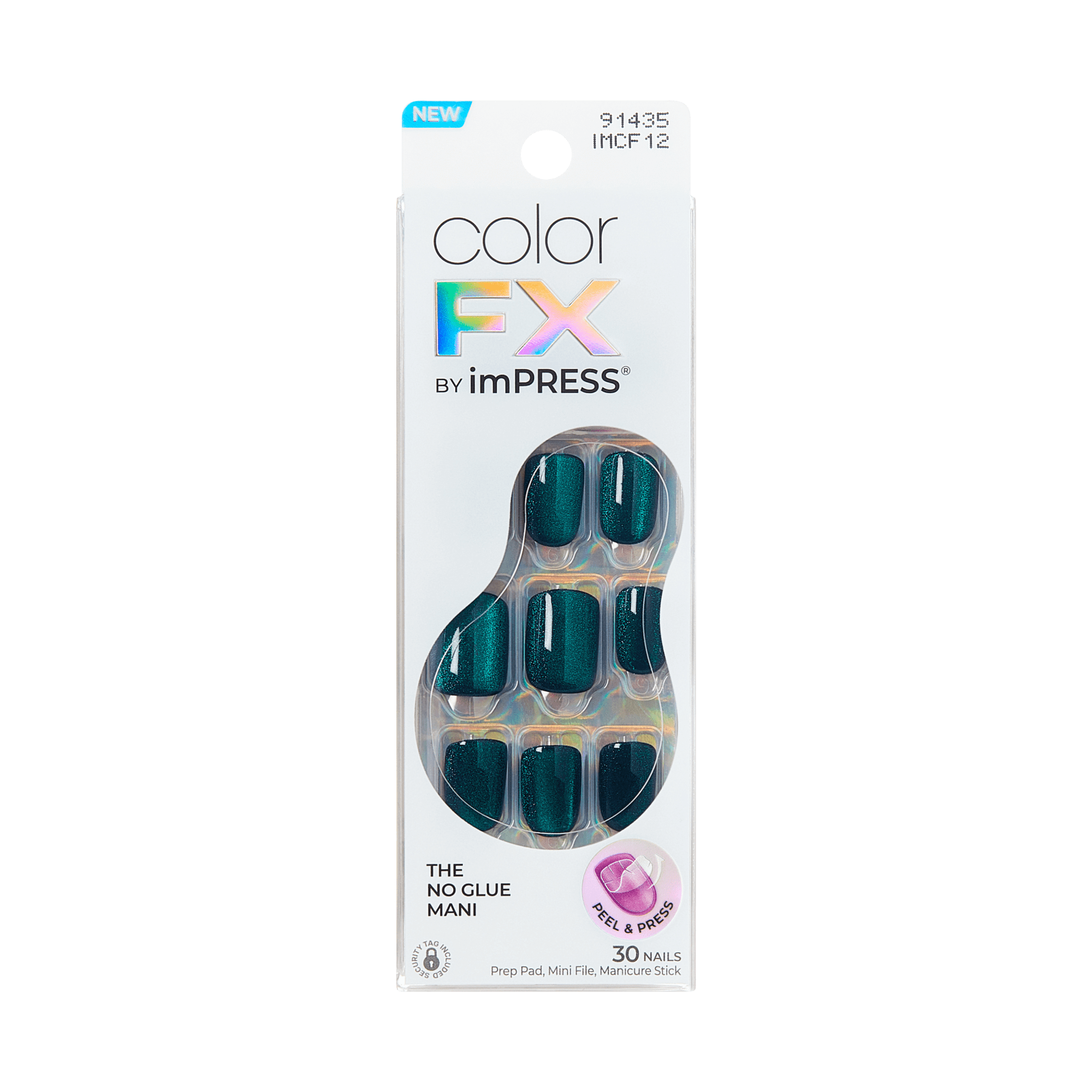 colorFX by Impress No Glue Fake Press On Nails - Better Things | Solid, Green, Short, Squoval, Manicure