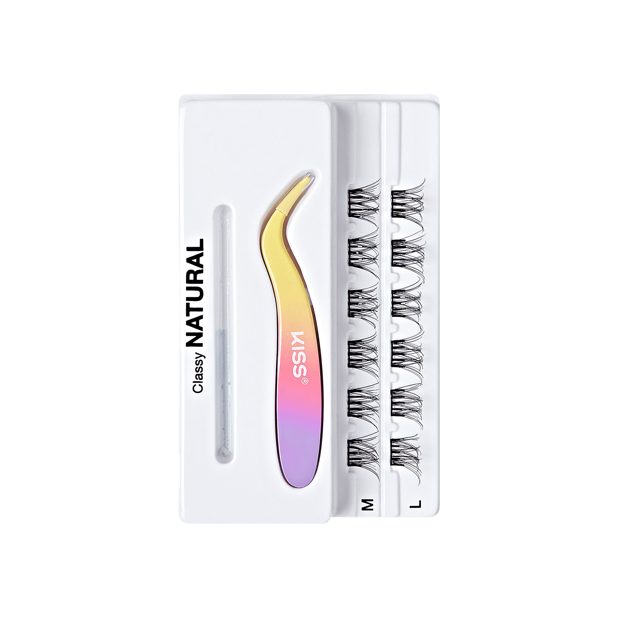 Impress Falsies Pre-Glued False Eyelashes Minipack - Classy | 12 Lash Clusters, With Mini Applicator, 10mm-12mm