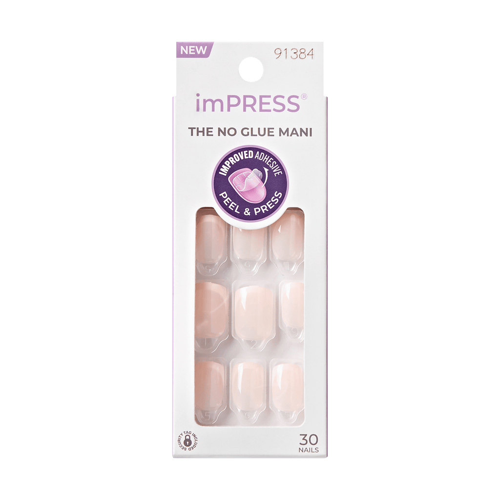 Impress French No Glue Fake Press On Nails - Heroic | French Tips, White & Neutral, Short, Squoval, Manicure