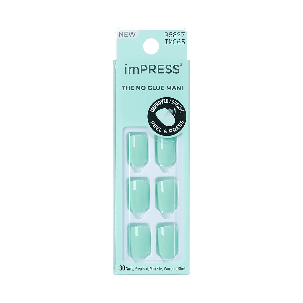 Impress Color No Glue Fake Press On Nails - Get Closer | Solid, Green, Short, Squoval, Manicure