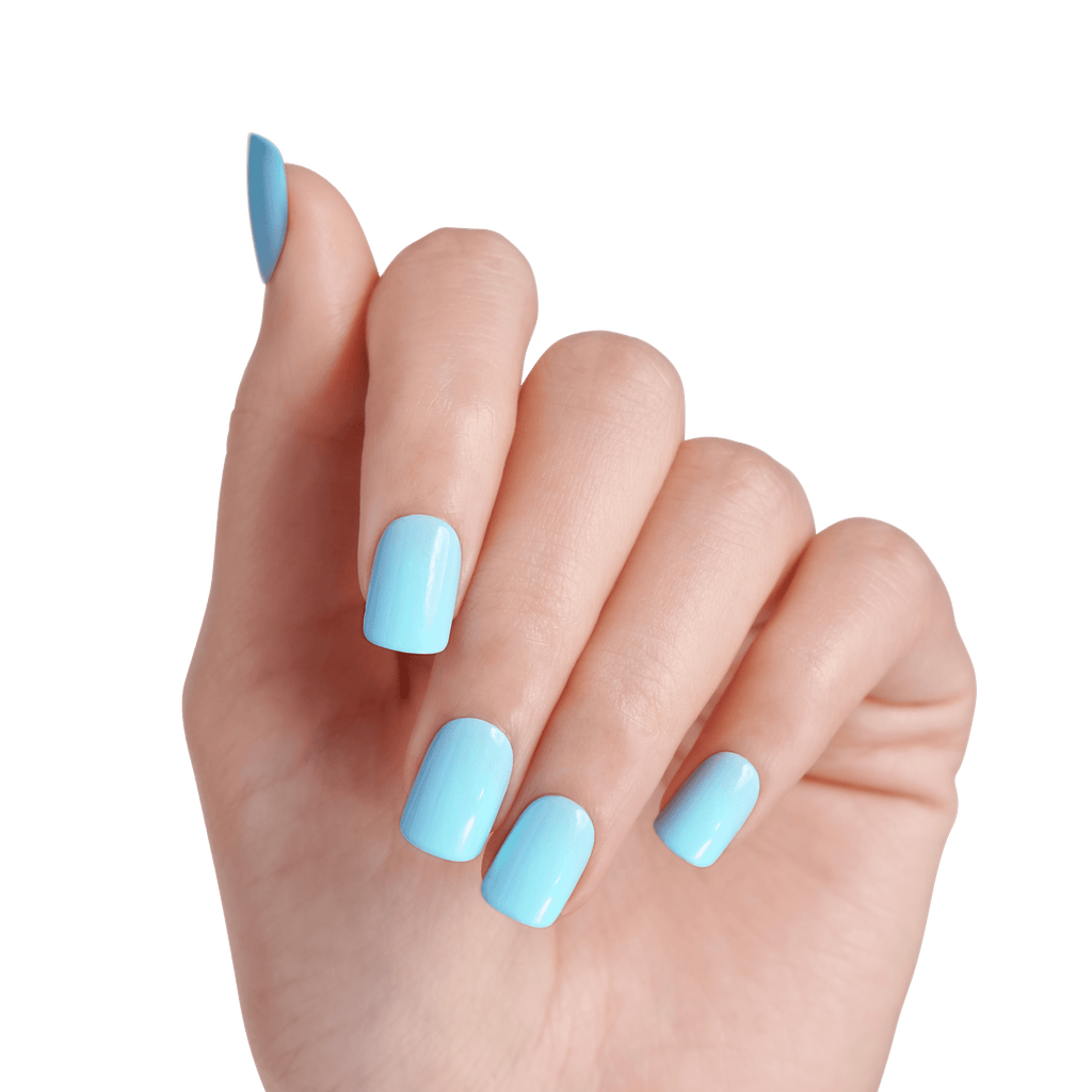 Impress Color No Glue Fake Press On Nails - Quench It | Solid, Blue, Short, Squoval, Manicure