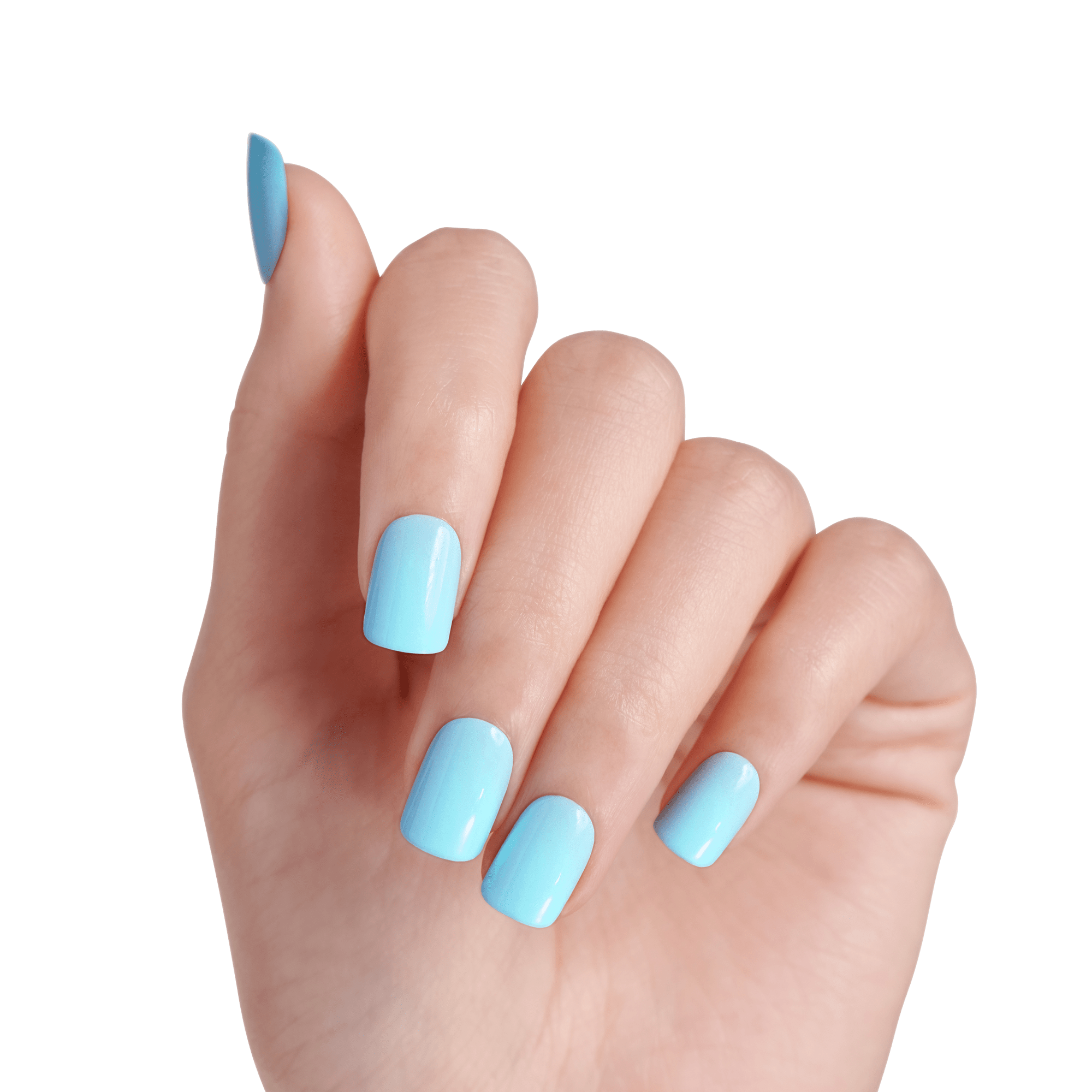 Impress Color No Glue Fake Press On Nails - Quench It | Solid, Blue, Short, Squoval, Manicure
