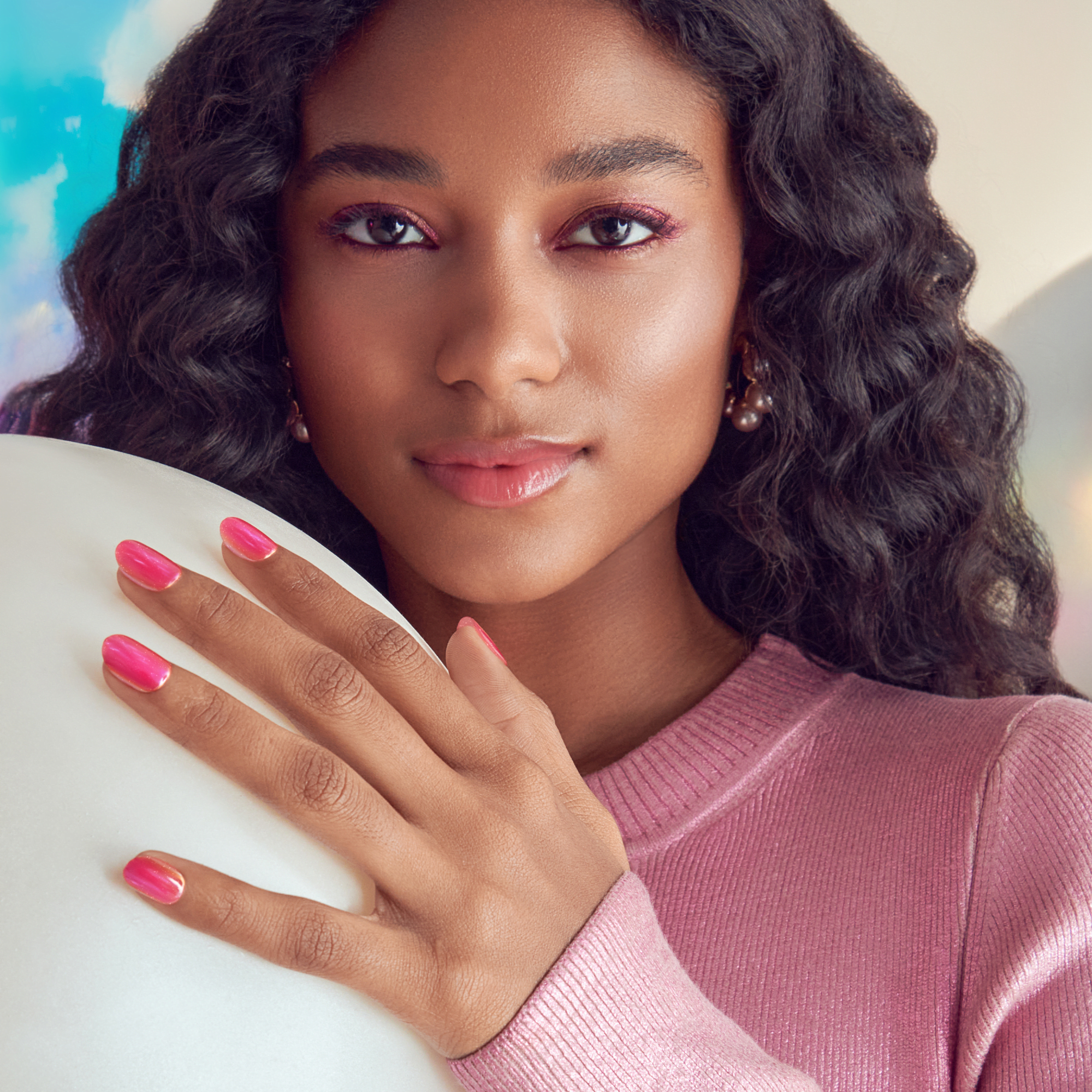colorFX by Impress No Glue Fake Press On Nails - Floating | Solid, Pink, Short, Oval, Manicure