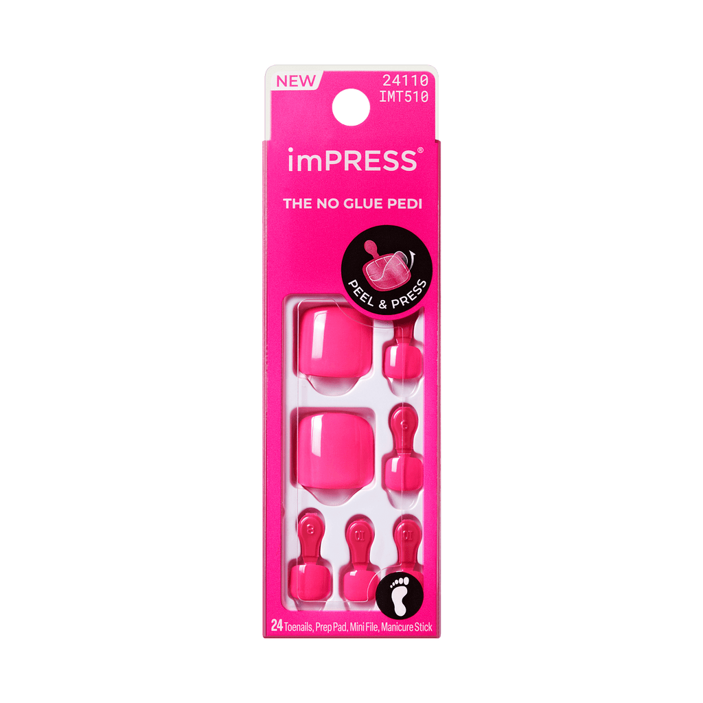Impress Color No Glue Fake Press On Toenails - Bloomi | Solid, Pink, Short, Squoval, Pedicure