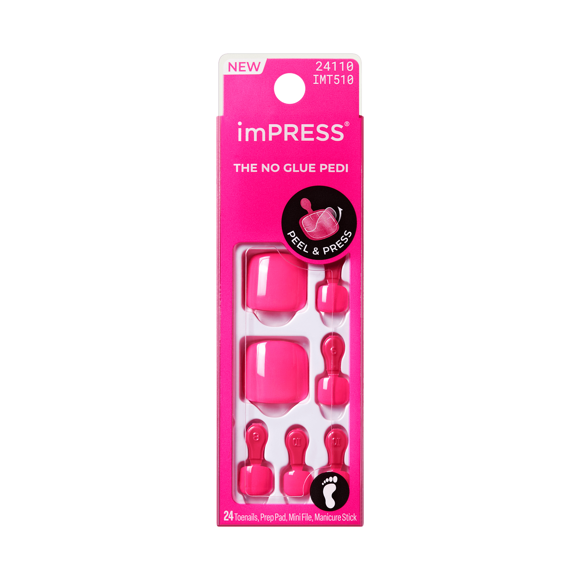 Impress Color No Glue Fake Press On Toenails - Bloomi | Solid, Pink, Short, Squoval, Pedicure