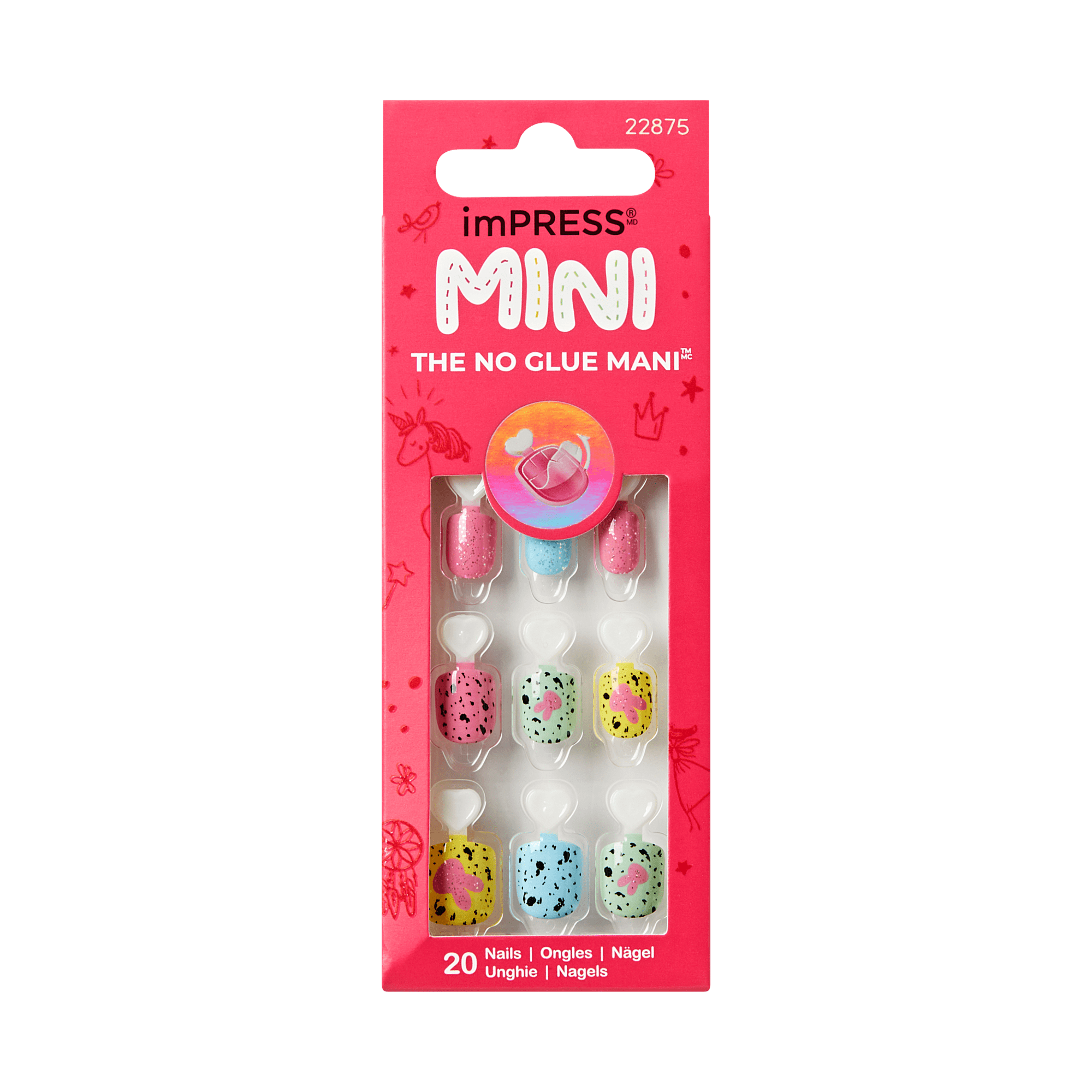Impress Kids No Glue Fake Press On Nails - Fluffy Tails | Design, Multicolor, Kids, Squoval, Manicure