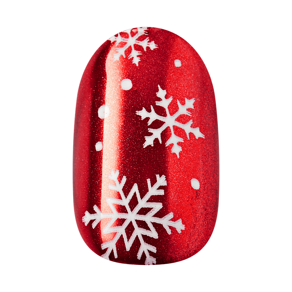 Impress Holiday Design No Glue Fake Press On Nails - Merry n Bright | Design, Red, Short, Oval, Manicure
