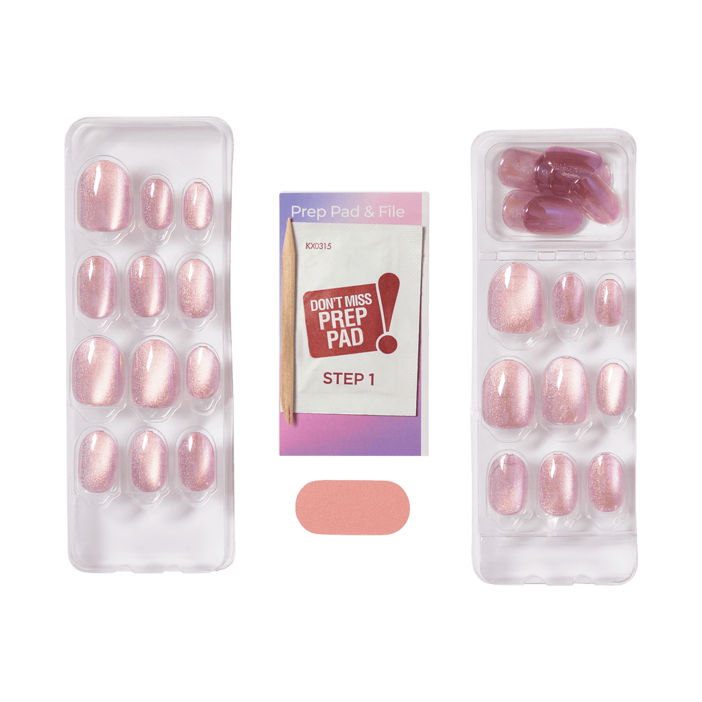 colorFX by Impress No Glue Fake Press On Nails - Starry | Solid, Pink, Short, Oval, Manicure