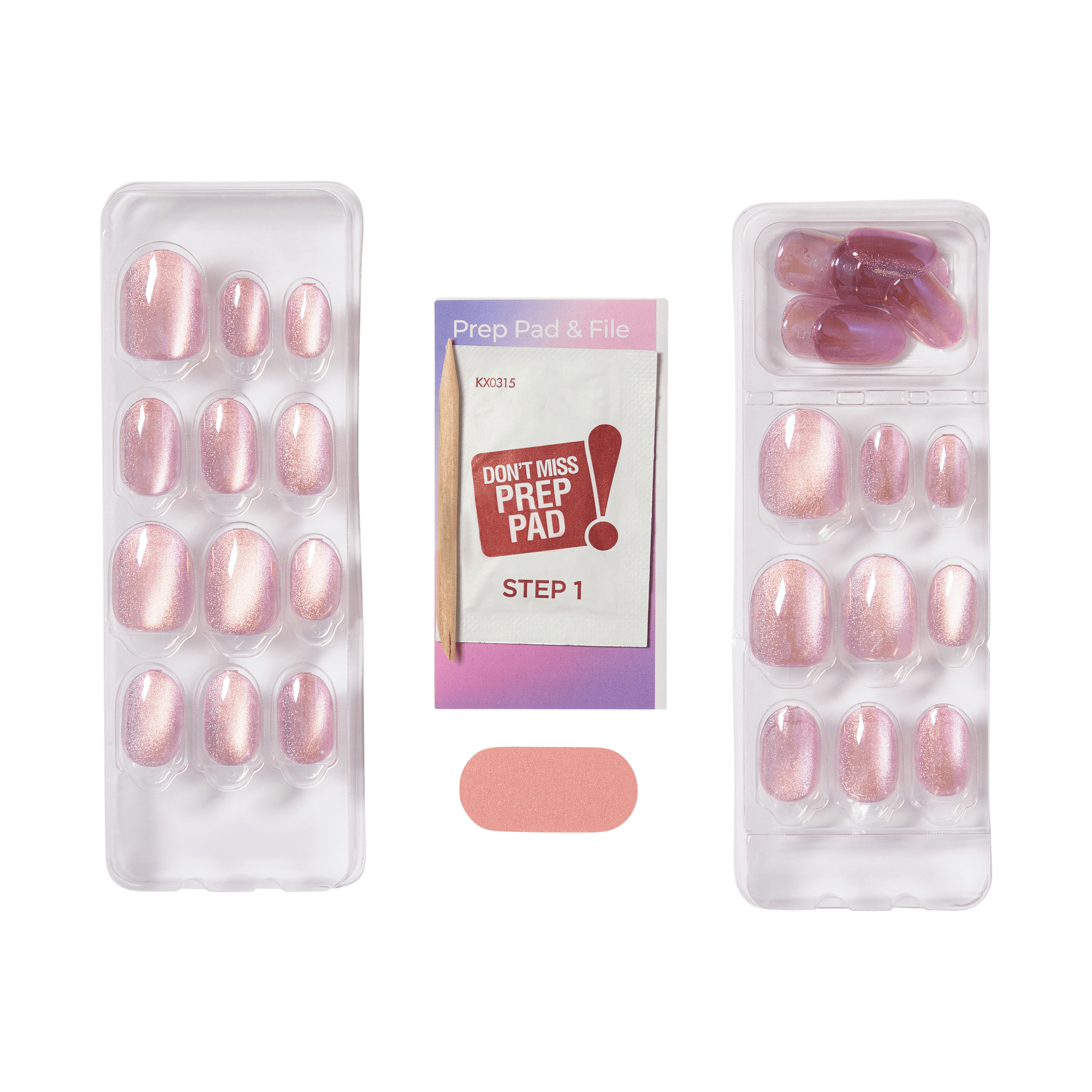 colorFX by Impress No Glue Fake Press On Nails - Starry | Solid, Pink, Short, Oval, Manicure