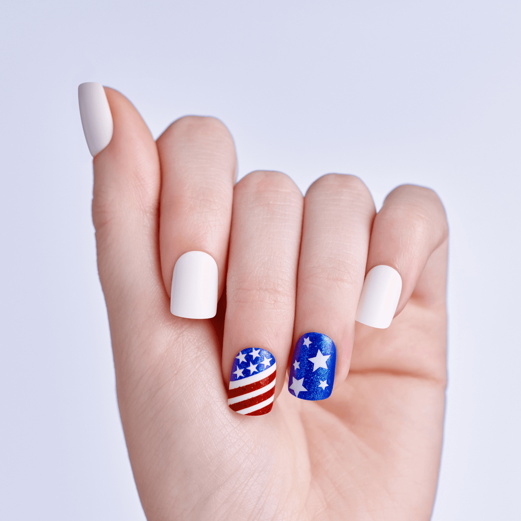 Impress Design No Glue Fake Press On Nails - Liberty | Design, Multicolor, Short, Squoval, Manicure