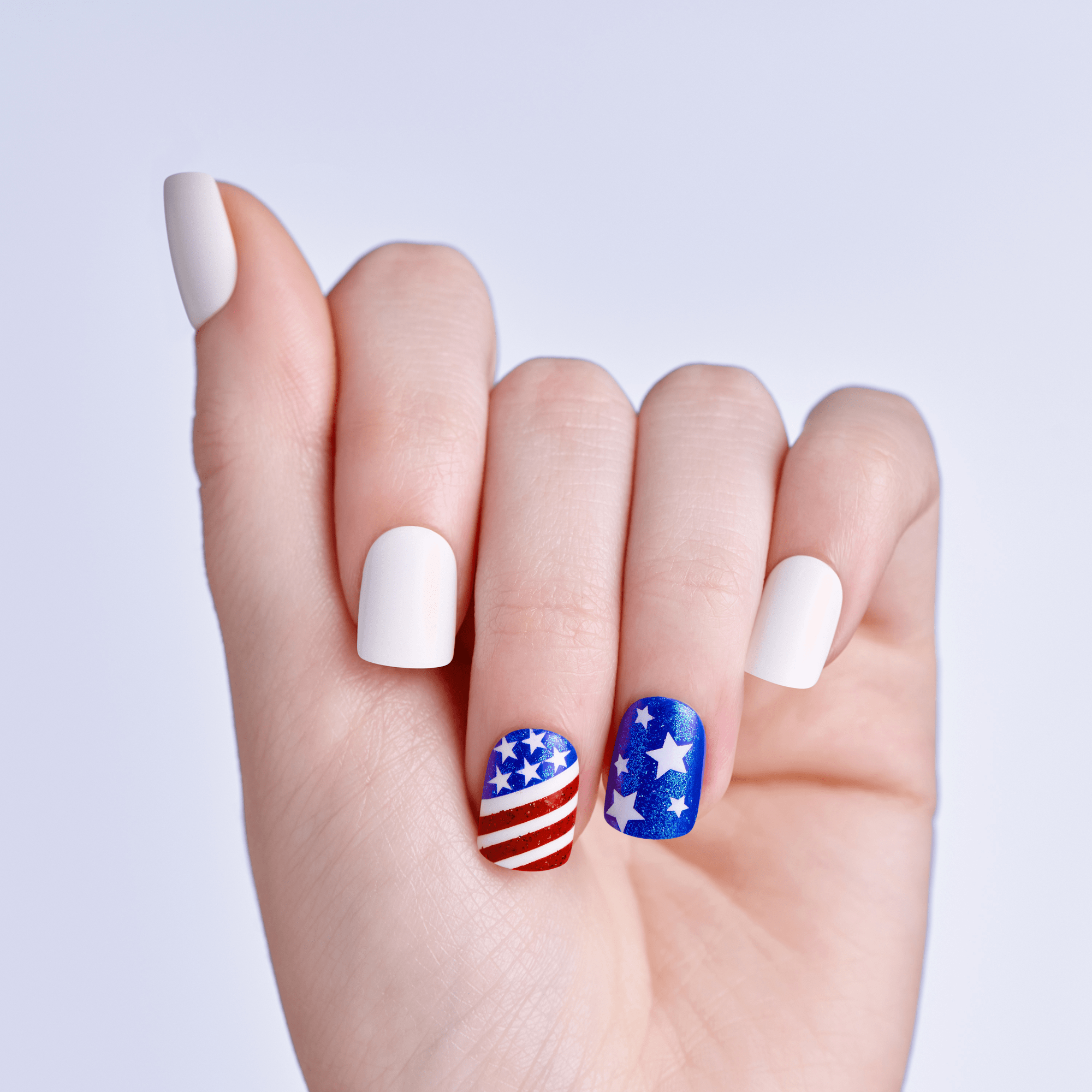 Impress Design No Glue Fake Press On Nails - Liberty | Design, Multicolor, Short, Squoval, Manicure