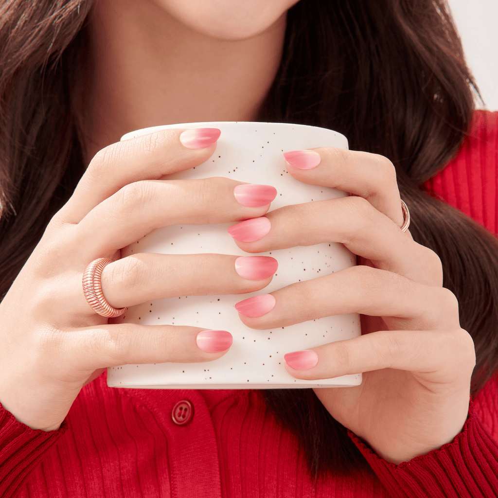 Impress Color No Glue Fake Press On Nails - Beat The Heat | Design, Pink, Short, Oval, Manicure