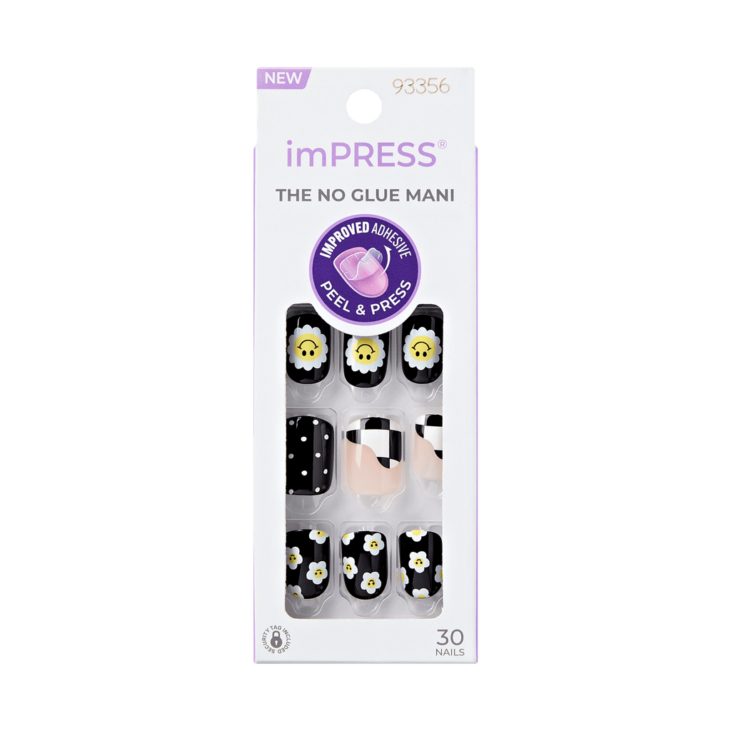 Impress Design No Glue Fake Press On Nails - Pandora | Design, Black, Short, Squoval, Manicure