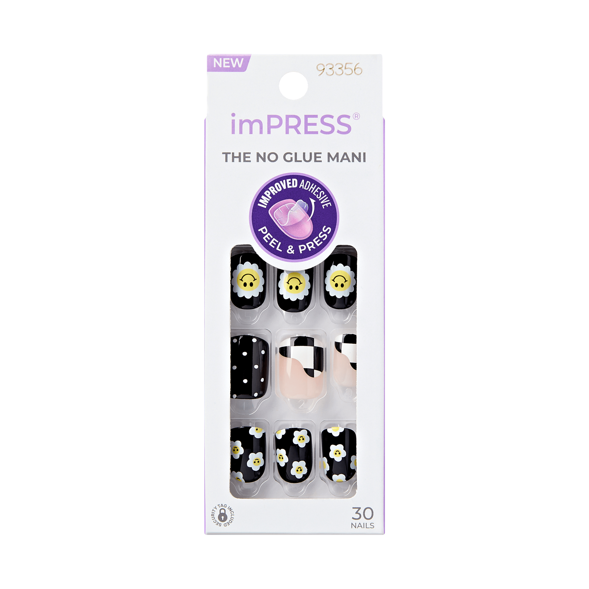 Impress Design No Glue Fake Press On Nails - Pandora | Design, Black, Short, Squoval, Manicure