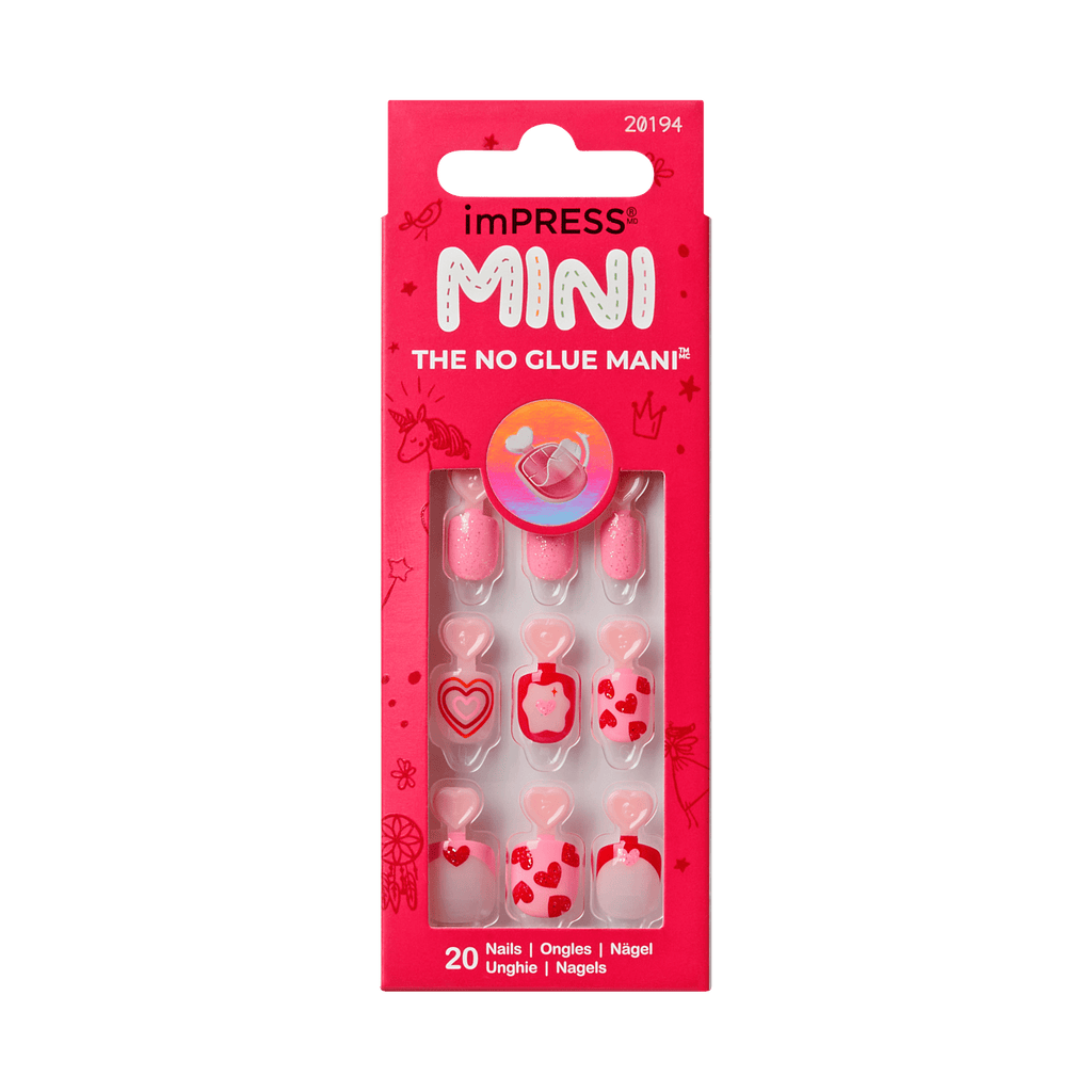 Impress Kids No Glue Fake Press On Nails - Magical Friend | Design, Red & Pink, Kids, Squoval, Manicure