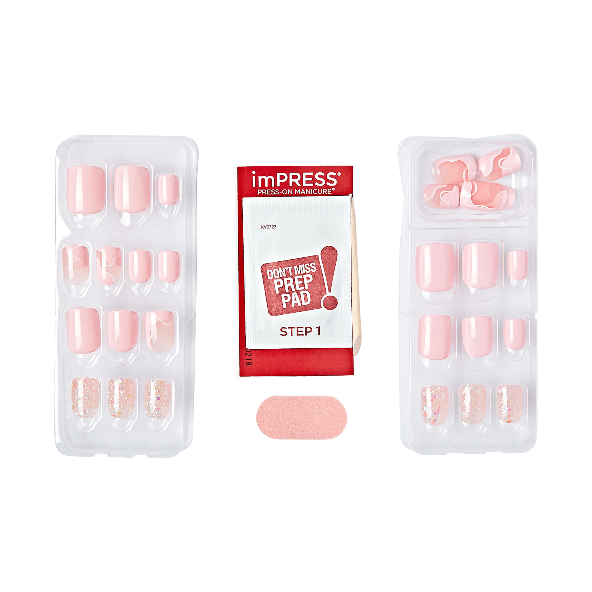 Impress Design No Glue Fake Press On Nails - This Feeling | Design, Pink, Petite, Squoval, Manicure