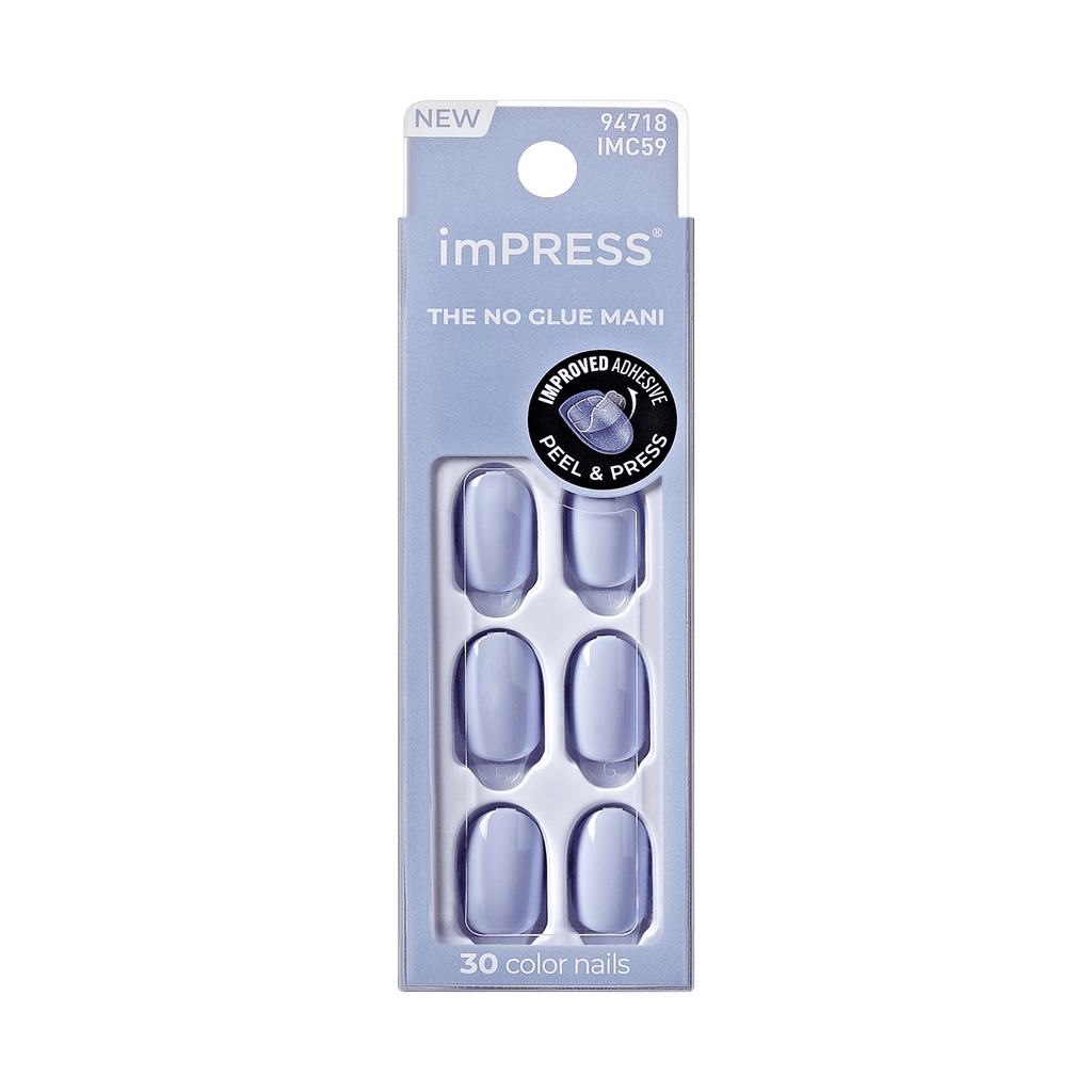 Impress Color No Glue Fake Press On Nails - The Answer | Solid, Purple, Short, Oval, Manicure