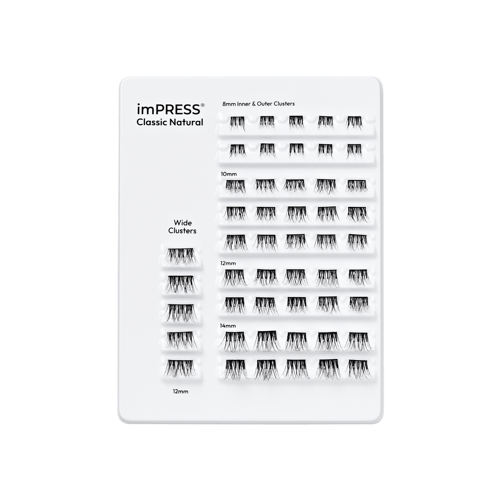Impress Falsies Pre-Glued False Eyelashes Multipack - Classic Natural | 50 Lash Clusters, 8mm-14mm