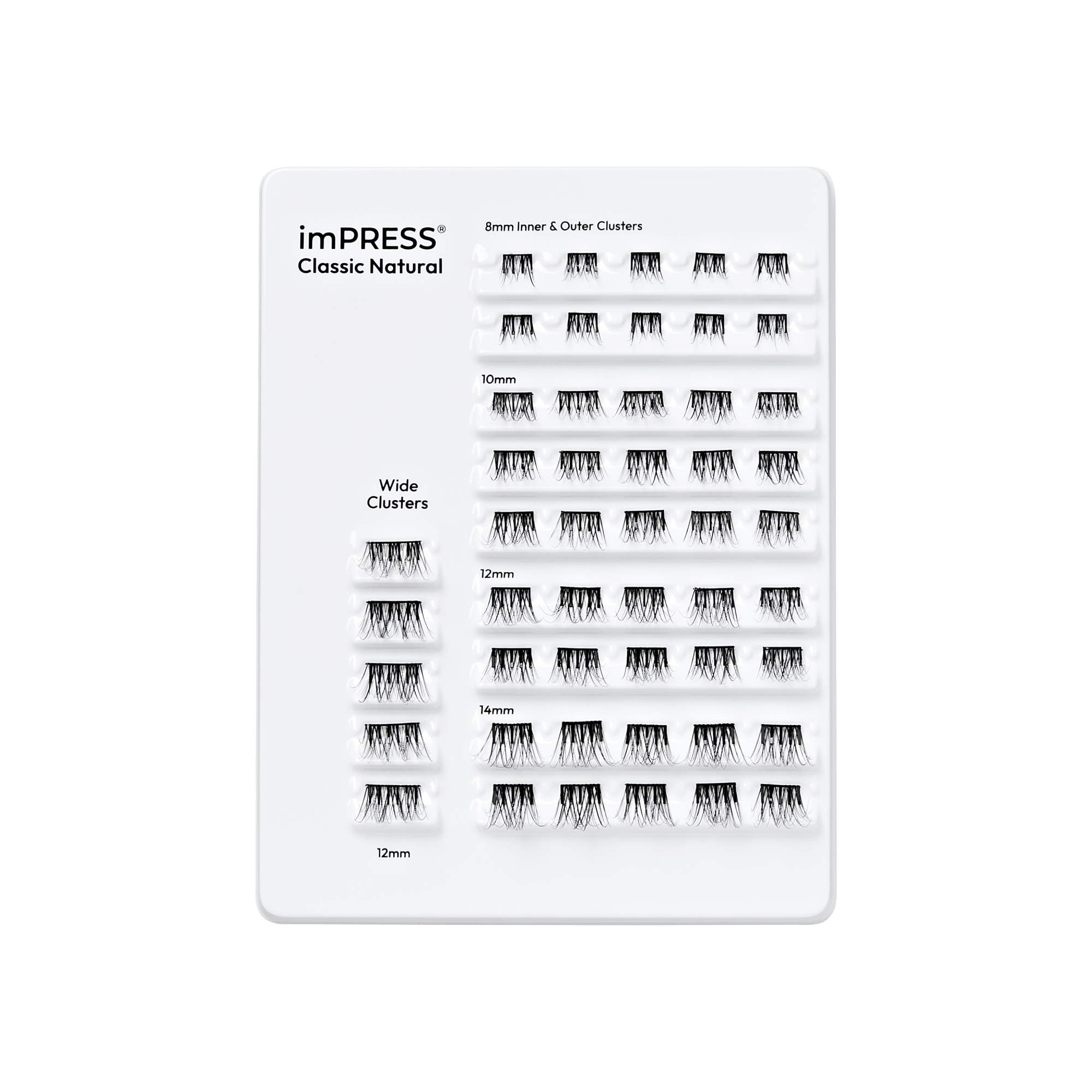 Impress Falsies Pre-Glued False Eyelashes Multipack - Classic Natural | 50 Lash Clusters, 8mm-14mm