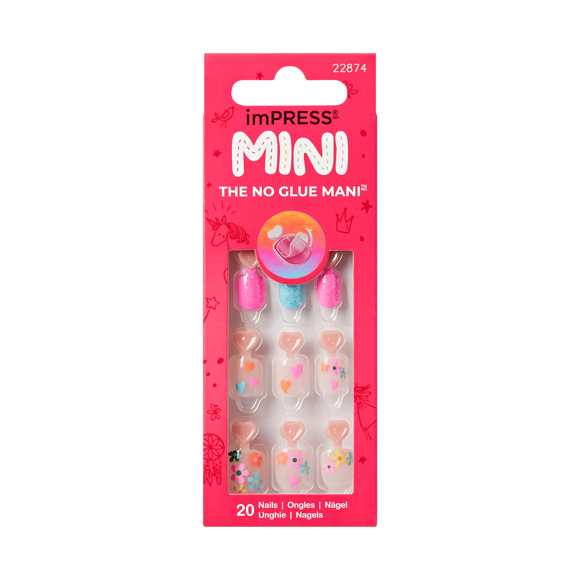 Impress Kids No Glue Fake Press On Nails - Hoppy Fun | Design, Multicolor, Kids, Squoval, Manicure