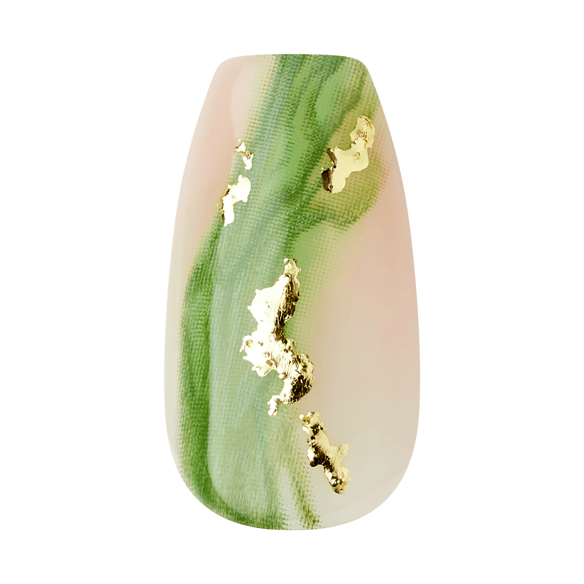 Impress Design No Glue Fake Press On Nails - Ballerina | French Design, Green, Medium, Coffin, Manicure
