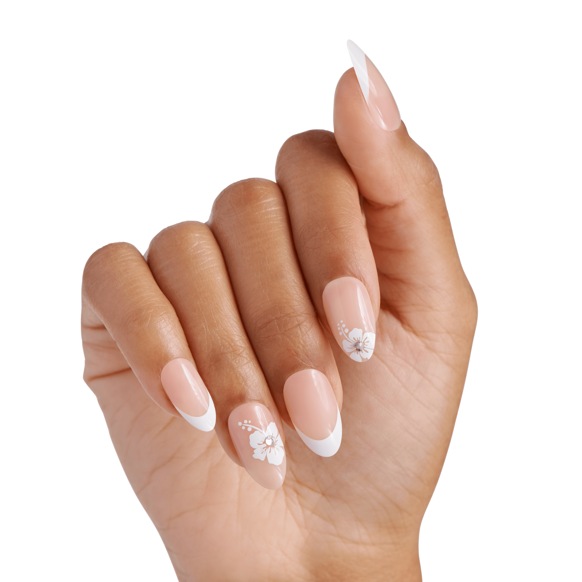 Impress Design No Glue Fake Press On Nails - Uplifted | French Design, White, Medium, Almond, Manicure
