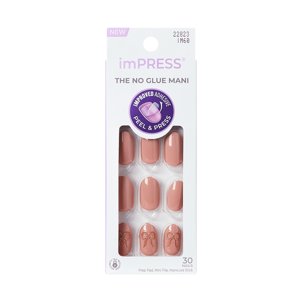 Impress Design No Glue Fake Press On Nails - Close To You | 3D Solid, Pink, Short, Oval, Manicure