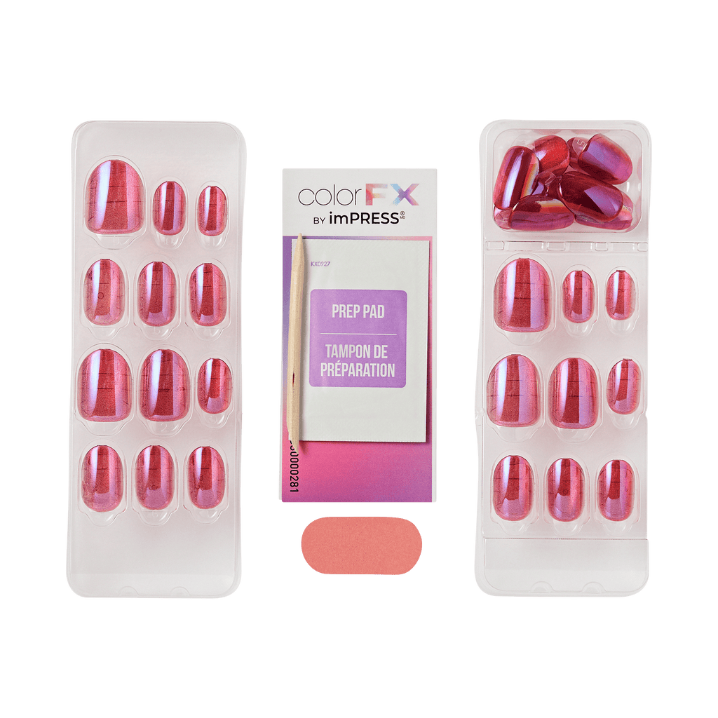 colorFX by Impress No Glue Fake Press On Nails - Around You | Solid, Pink, Short, Oval, Manicure