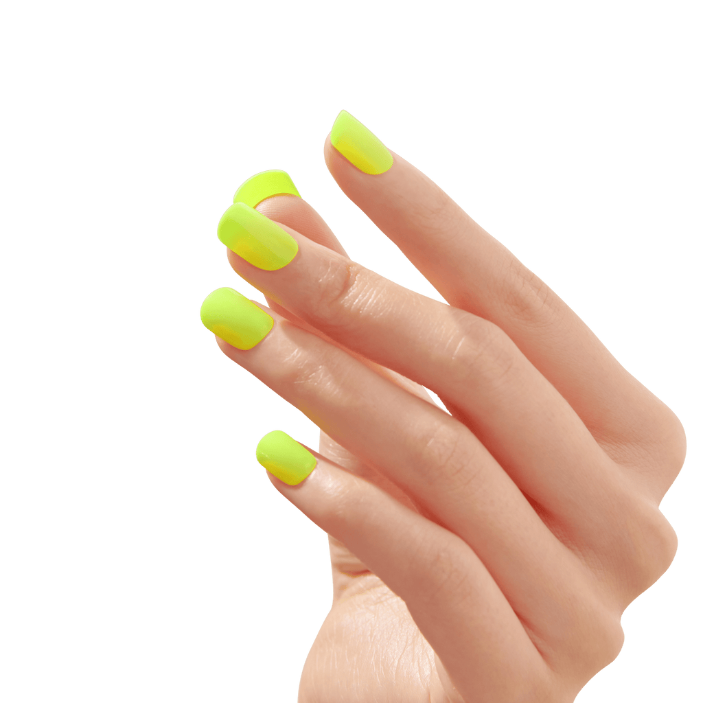 Impress Color No Glue Fake Press On Nails - Brillix | Solid, Yellow, Short, Squoval, Manicure