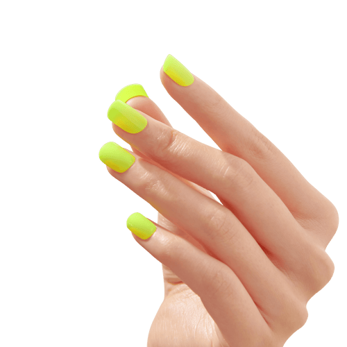 Impress Color No Glue Fake Press On Nails - Brillix | Solid, Yellow, Short, Squoval, Manicure
