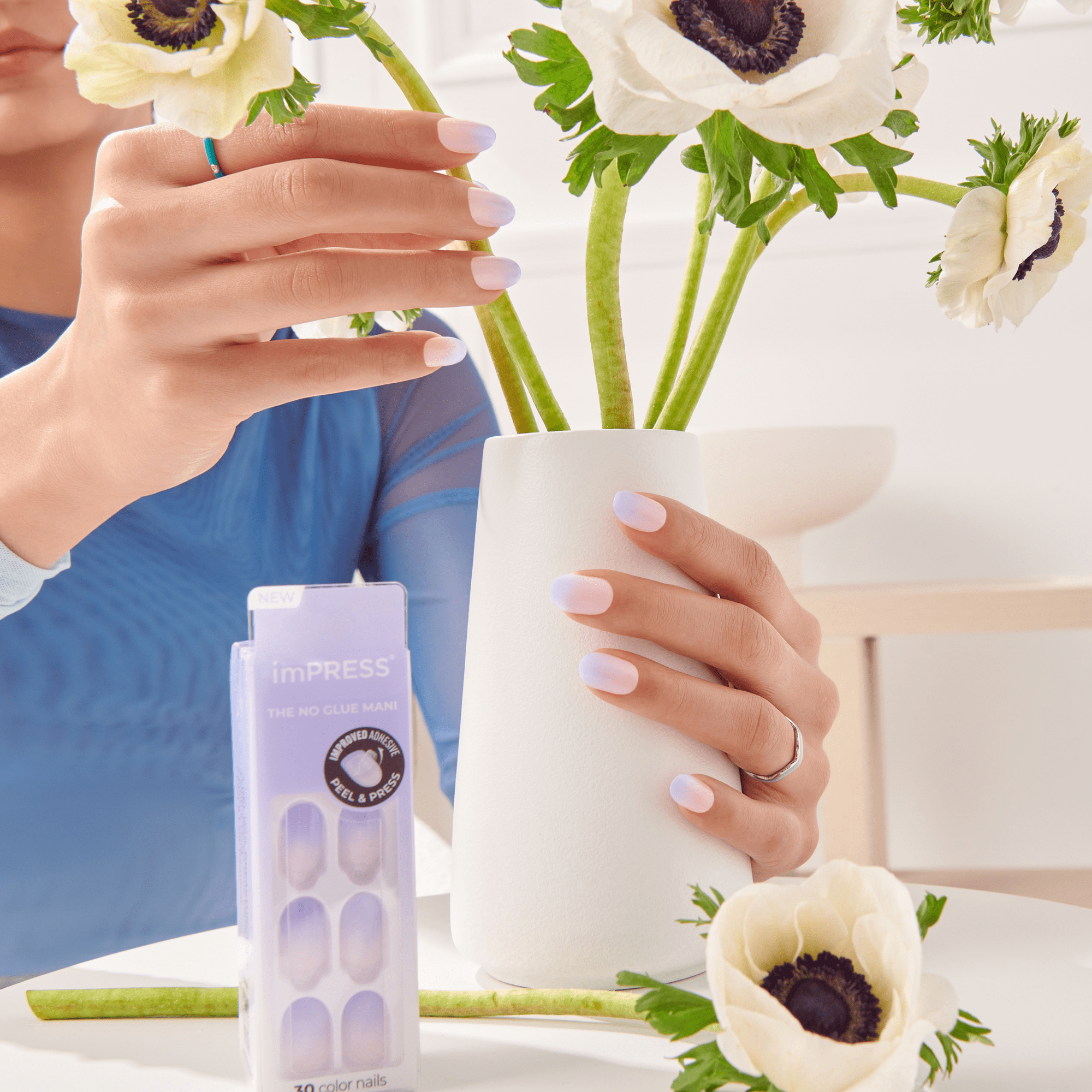 Impress Color No Glue Fake Press On Nails - Friendzone | Design, Purple, Short, Oval, Manicure