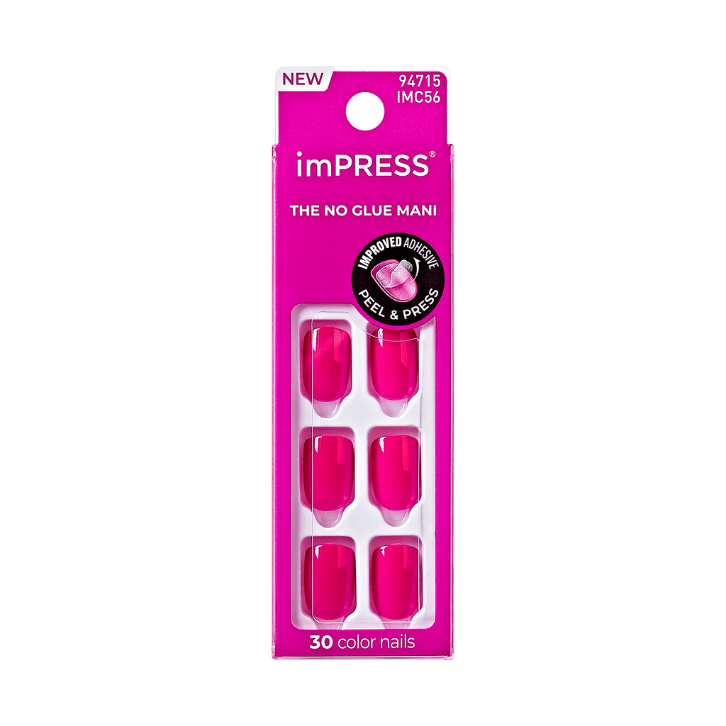 Impress Color No Glue Fake Press On Nails - Smile | Solid, Pink, Short, Squoval, Manicure