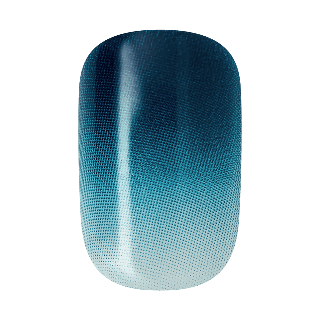Impress Color No Glue Fake Press On Nails - Velvet Breeze | Design, Blue, Short, Squoval, Manicure