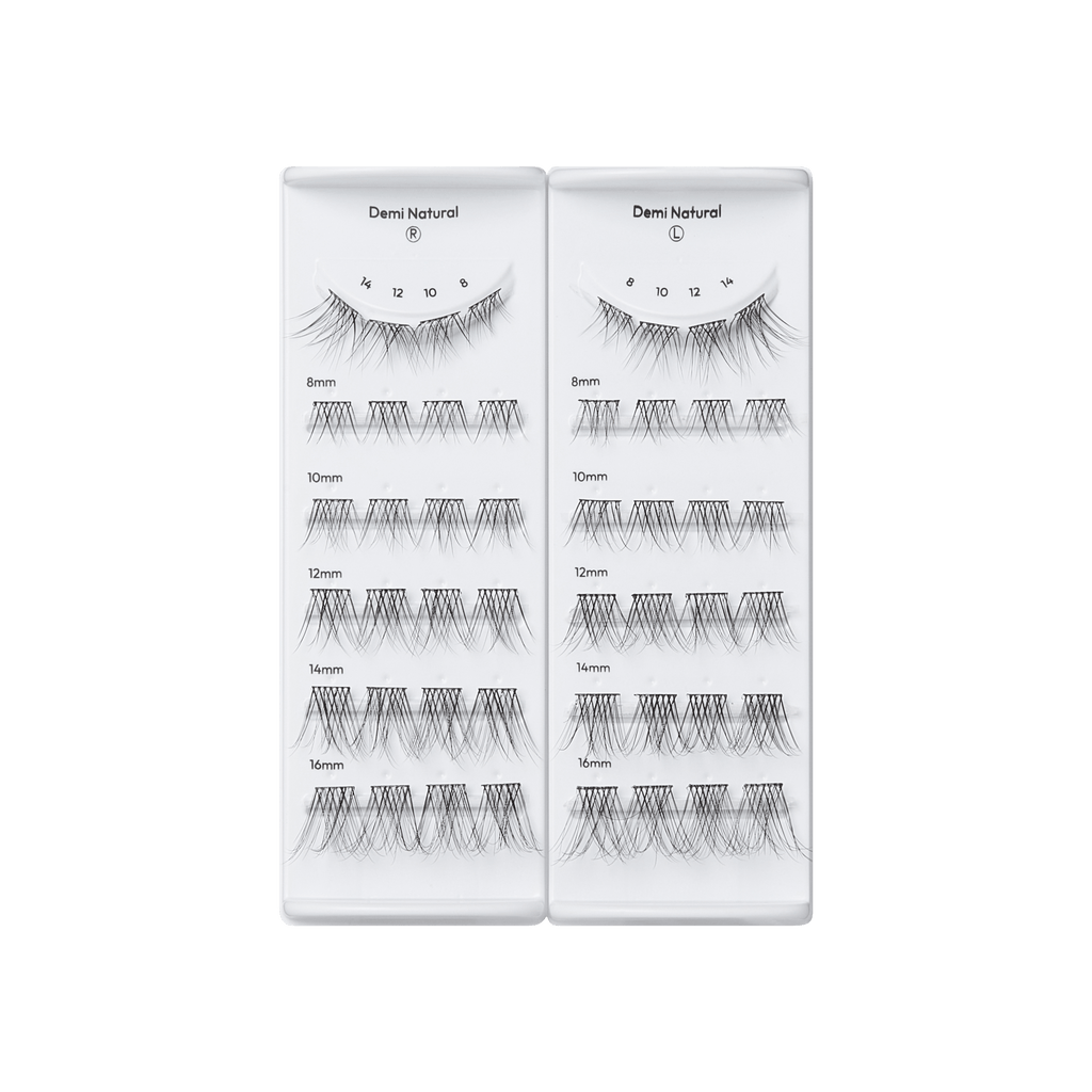 Impress Falsies Long Lasting Pre-Glued False Eyelashes - Demi Natural | 48 Lash Clusters, Up To 5 Day Wear, 8mm-16mm