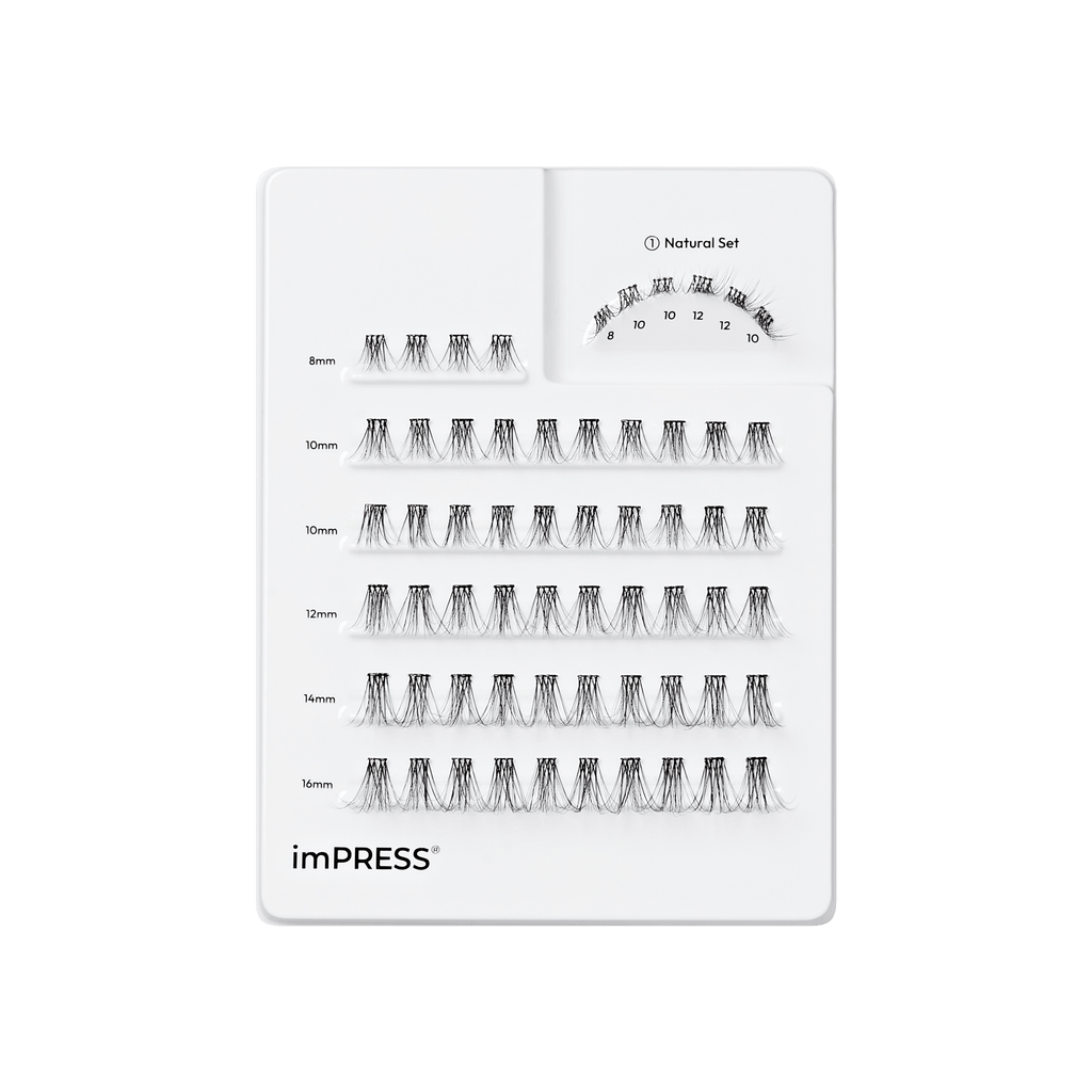 Impress Falsies Pre-Glued Individual False Eyelashes Multipack - Classic Natural | 60 Lash Clusters, 8mm-16mm