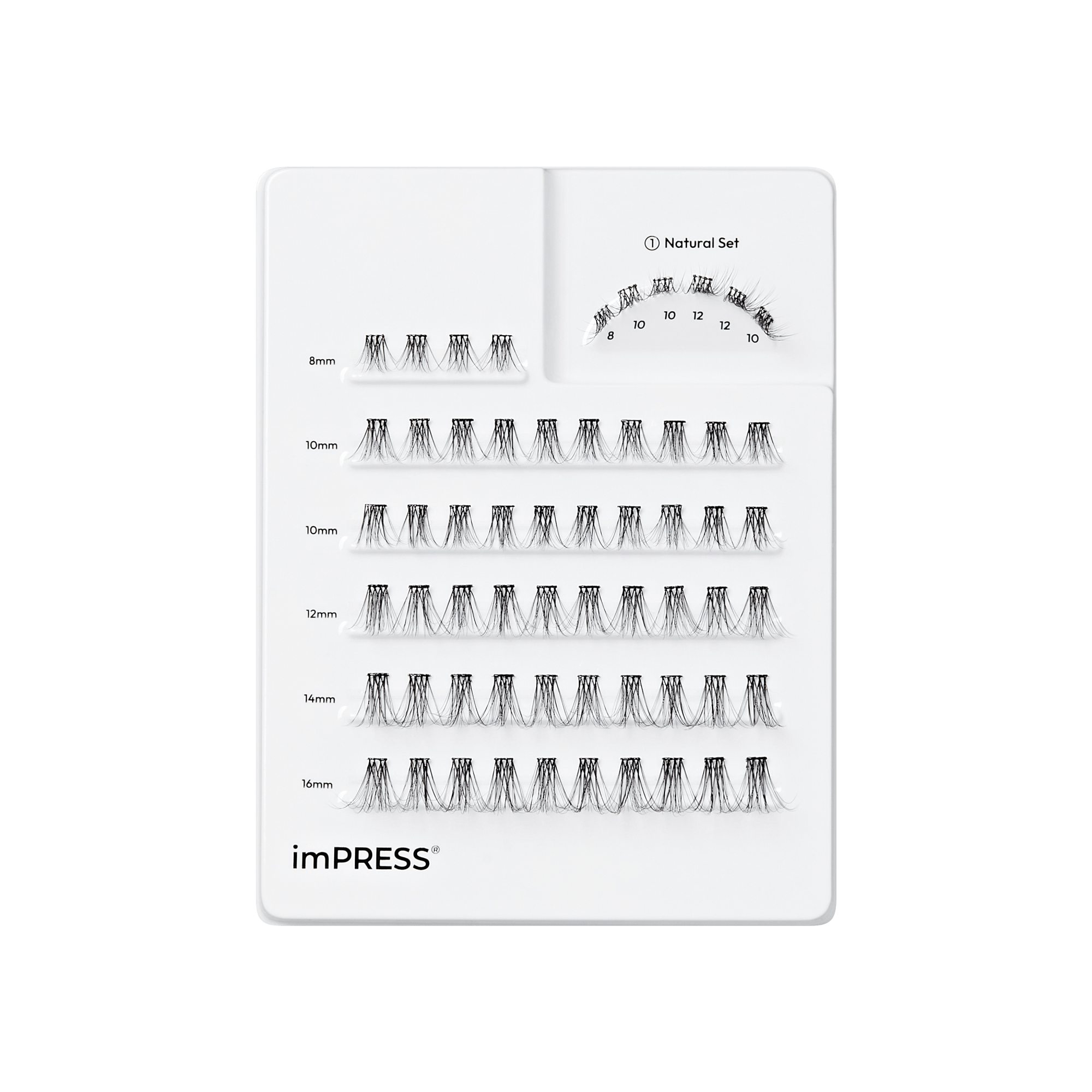 Impress Falsies Pre-Glued Individual False Eyelashes Multipack - Classic Natural | 60 Lash Clusters, 8mm-16mm