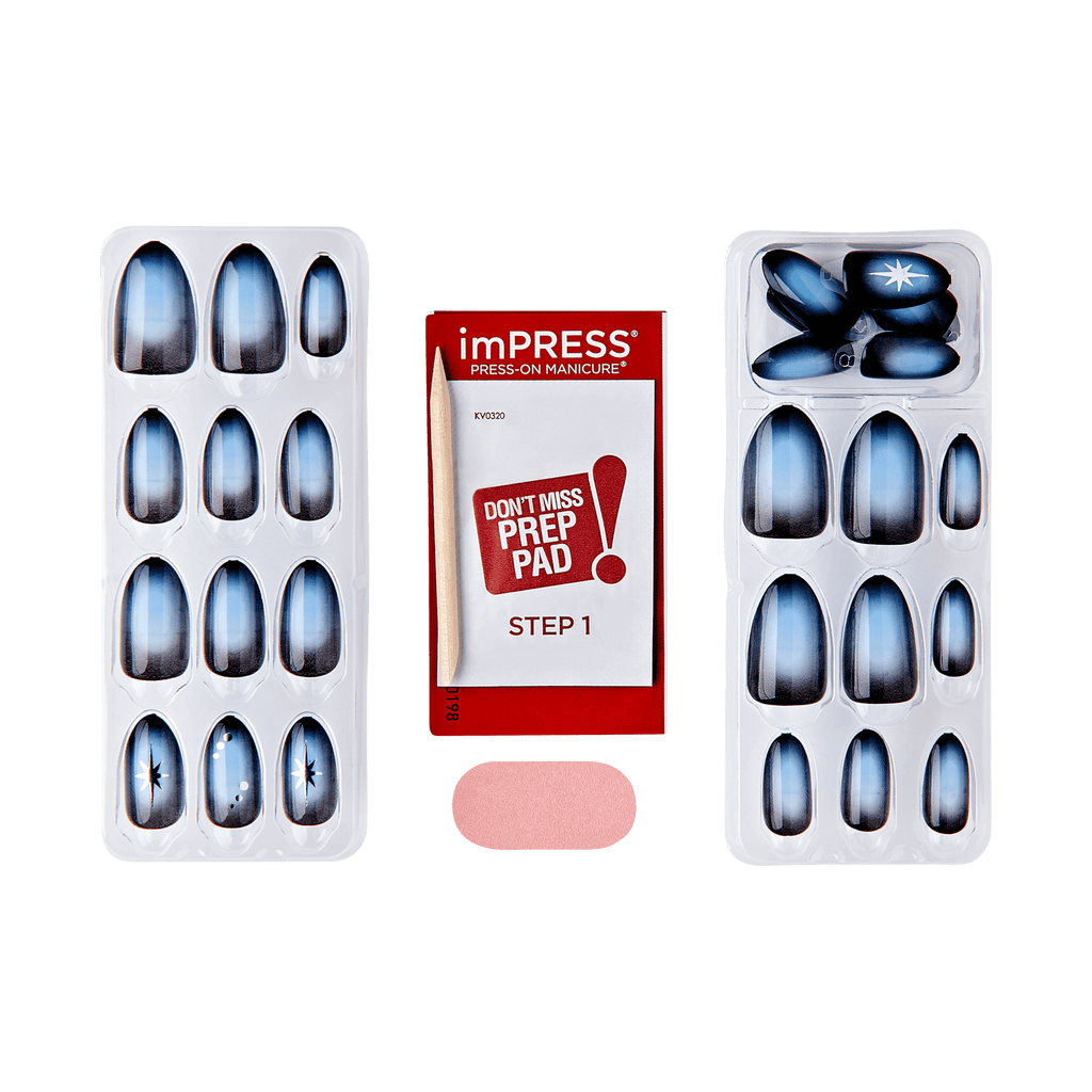 Impress Design No Glue Fake Press On Nails - Lovesome | Design, Blue, Medium, Almond, Manicure