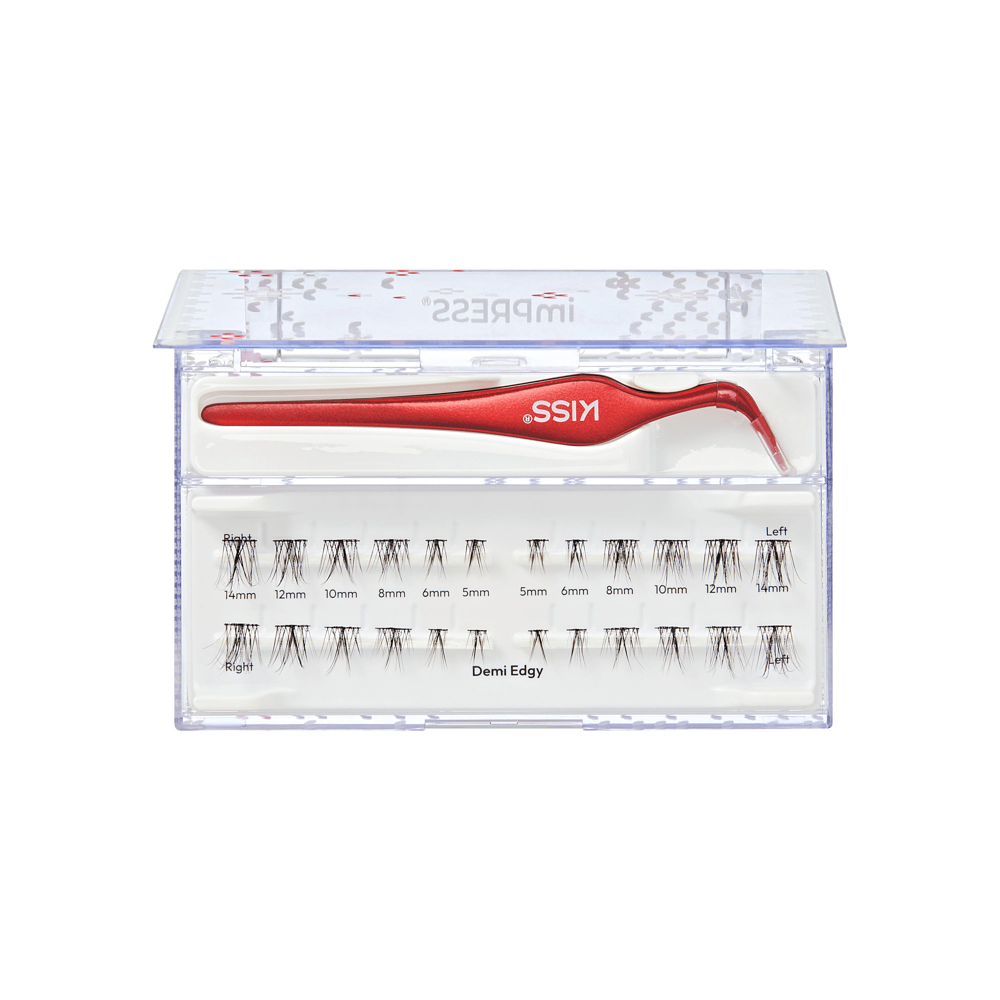 Impress Falsies Long Lasting Pre-Glued Holiday False Eyelashes - Demi Edgy | 24 Lash Clusters, Up To 5 Day Wear, 5mm-14mm
