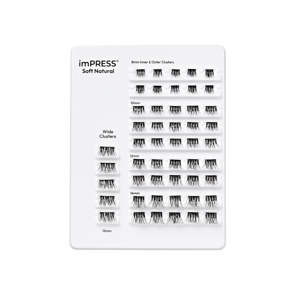 Impress Falsies Pre-Glued False Eyelashes Multipack - Soft Natural | 50 Lash Clusters, 8mm-14mm