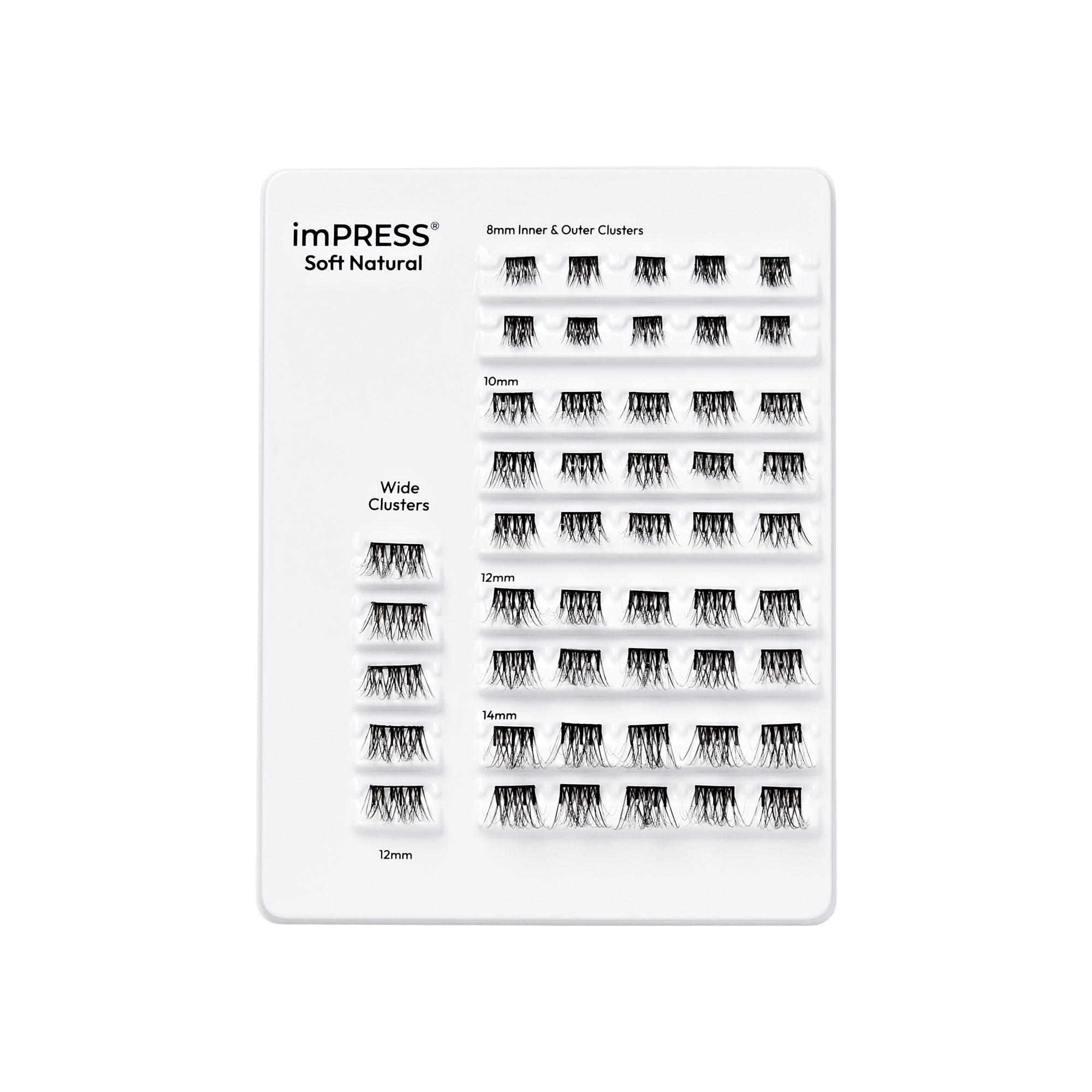 Impress Falsies Pre-Glued False Eyelashes Multipack - Soft Natural | 50 Lash Clusters, 8mm-14mm