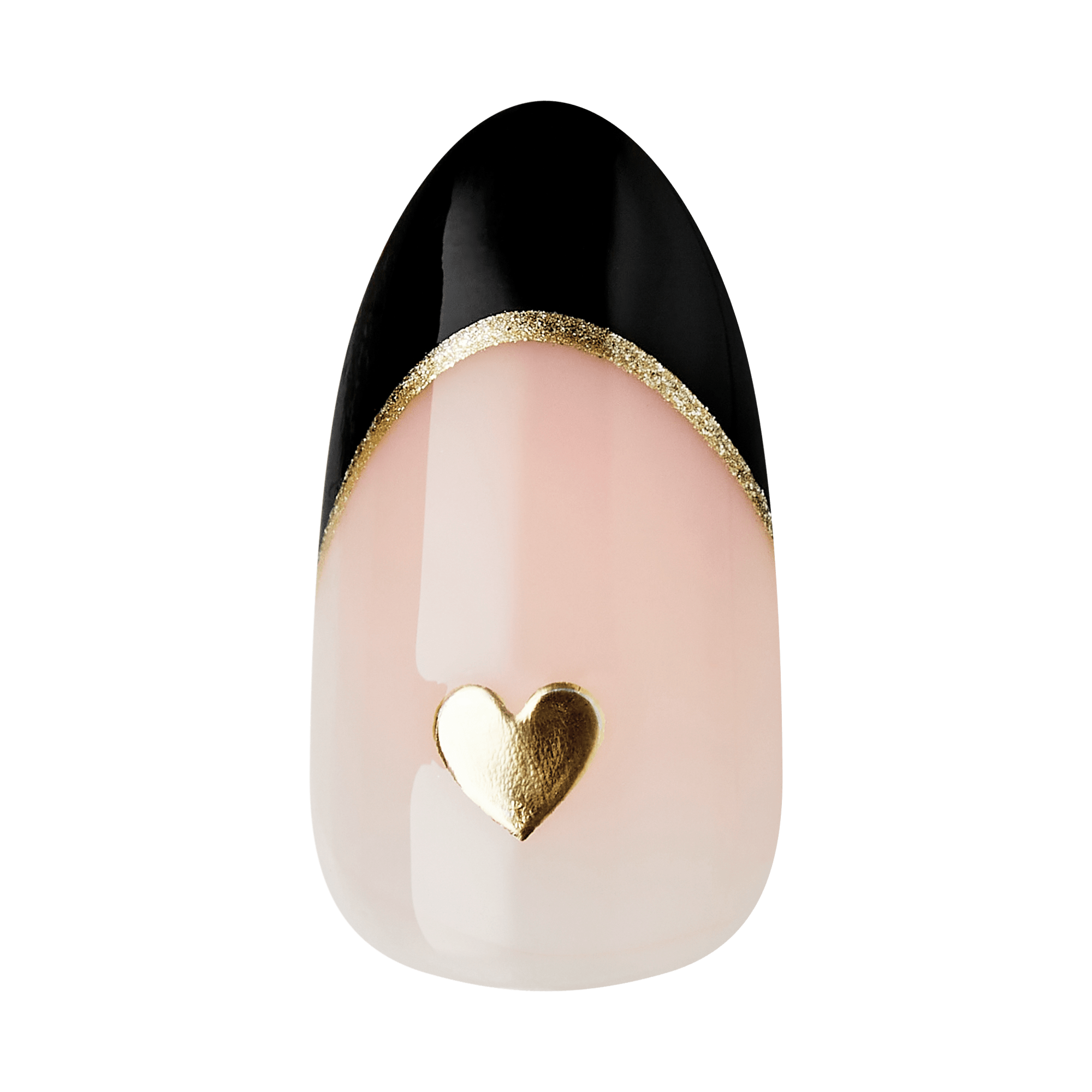 Impress Design No Glue Fake Press On Nails - Positive | French Design, Black, Medium, Almond, Manicure