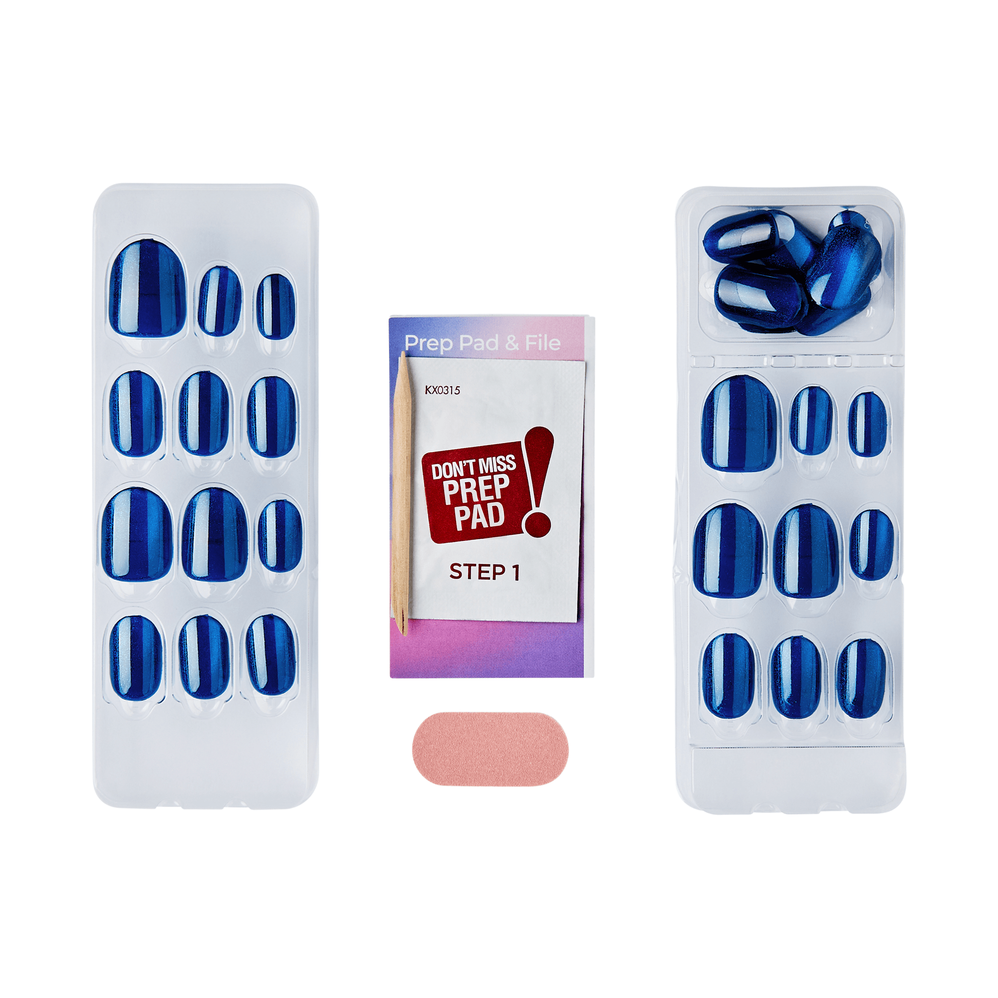 colorFX by Impress No Glue Fake Press On Nails - Reconnect | Solid, Blue, Short, Oval, Manicure